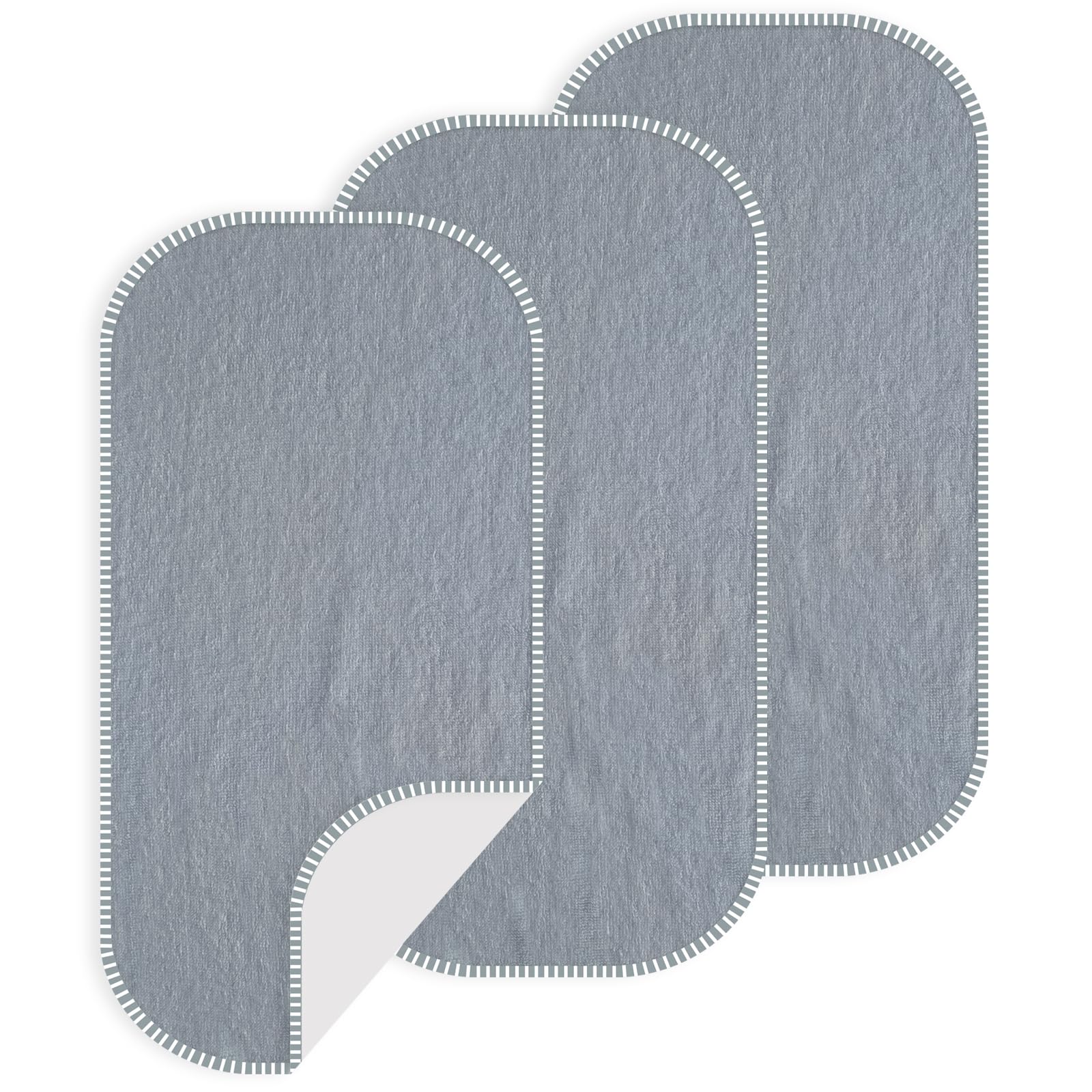 CUXFLS Baby Waterproof Changing Pad Liners (3 Pack) - Washable Reusable Changing Table Cover Liners Double, Portable Diaper Pads, Grey Line