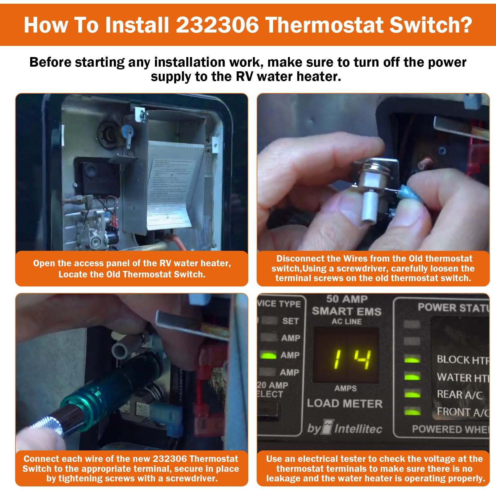 2 X RV Water Heater Switch For Suburban 232306, Robust ABS And Aluminium Thermostat Switch, 120 V Thermostat, Motorhome Water Heater Parts Accessories, Compatible With Suburban - View #3