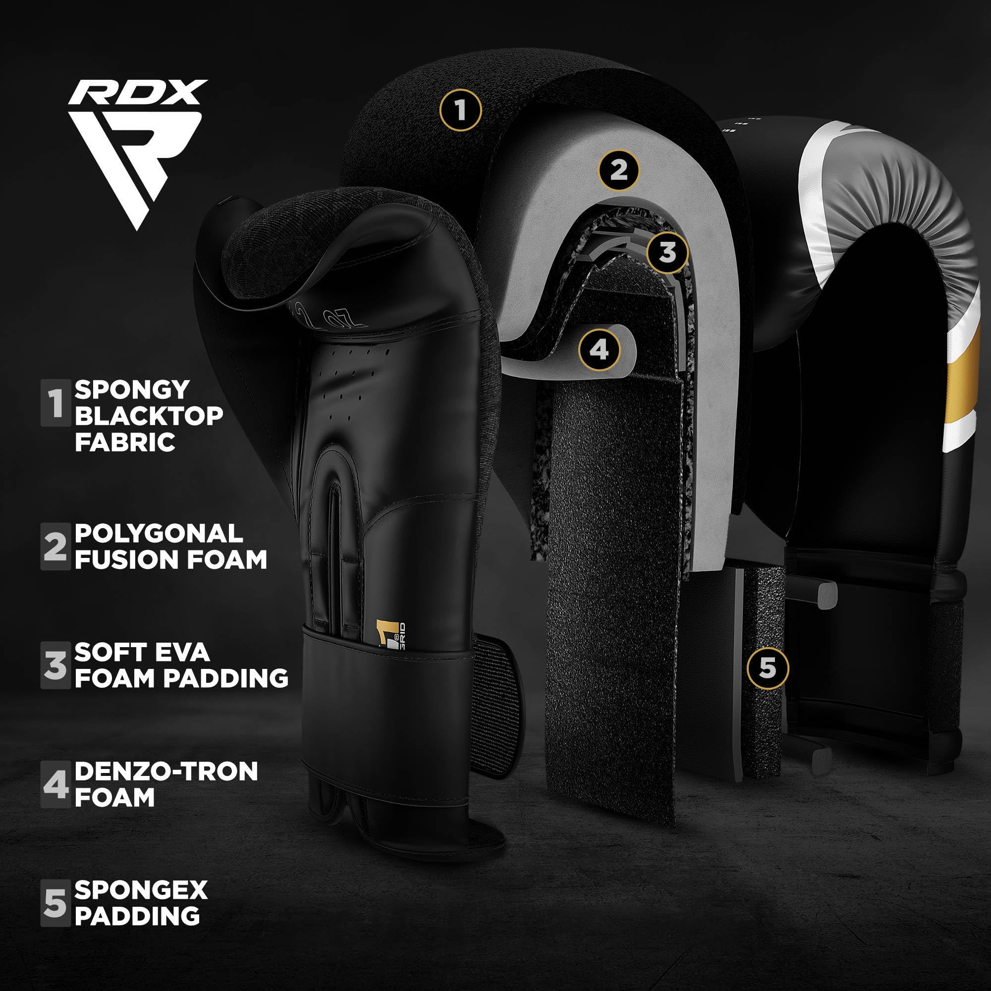 RDX Gants de Boxe Muay Thai d'entrainement, Maya Hide Cuir Mitaines, Ego Pro Sparring Kickboxing MMA Boxing Gloves, Gant pour Sac de Frappe Pattes d'ours Training, Homme Femme Adulte 8 10 12 14 16 oz