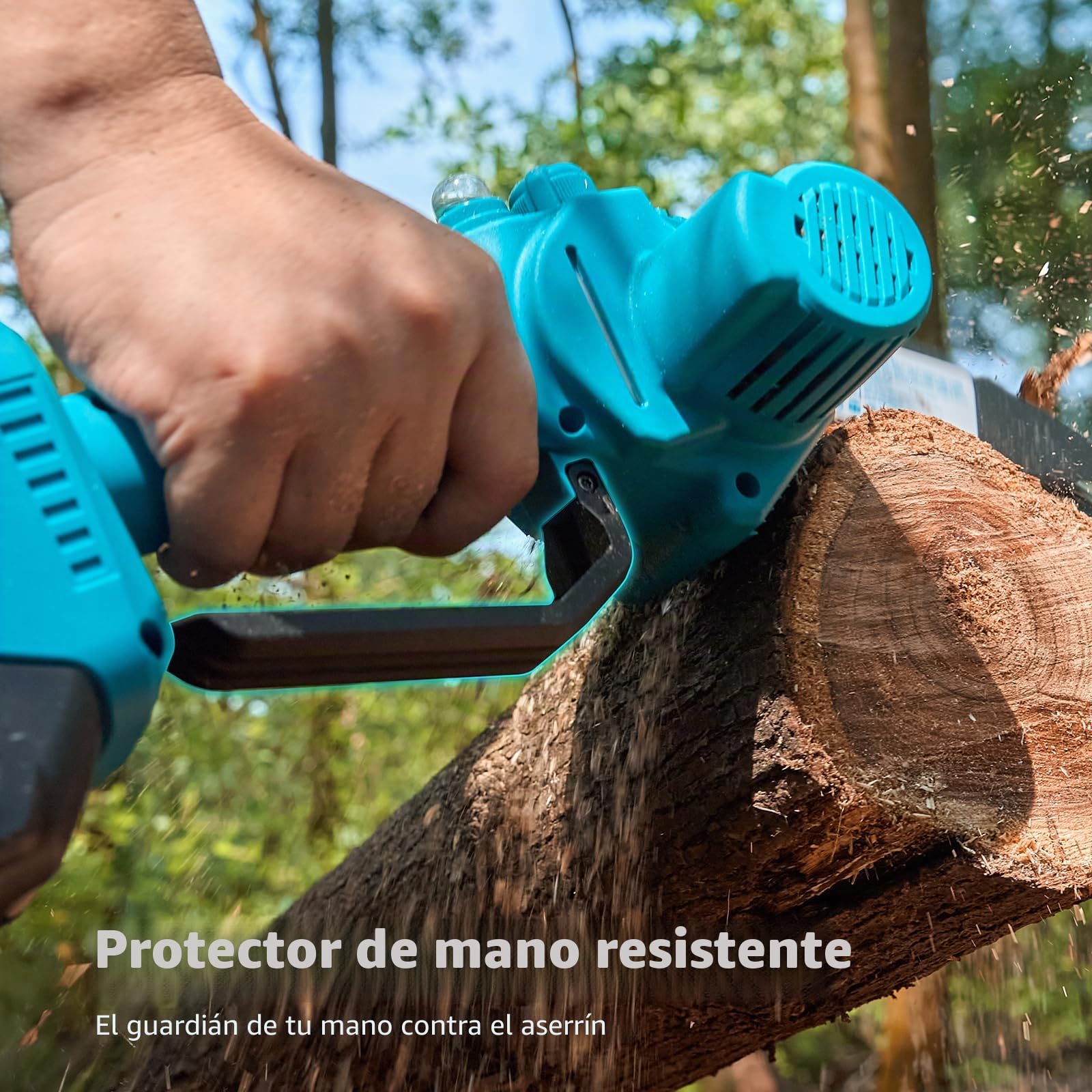 Seesii Mini motosierra inalámbrica de 15,24 cm con 2 pilas de 4000 mAh, sierras eléctricas para ramas de árboles, pequeñas motosierras de corte de extremidades, regalo para hombres, padre