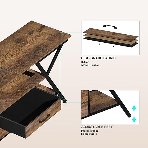 Miniatura 7 de Simoretus Moderno soporte de TV de 55 pulgadas con toma de corriente para TV de hasta 65 pulgadas, LED y 2 cajones de tela de almacenamiento, centro