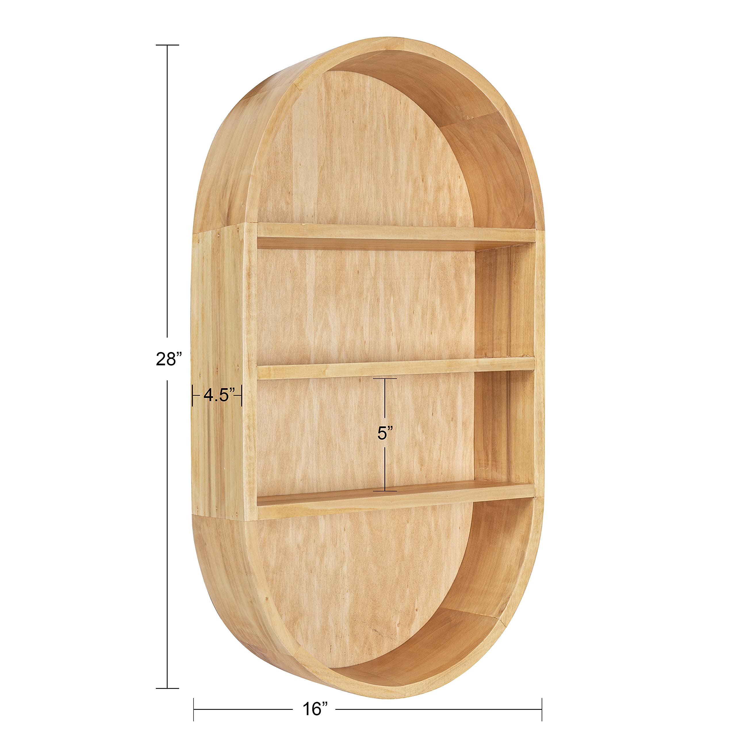 Amazon.com: Kate and Laurel Hutton Wood Capsule Wall Shelf, 16x28, Natural  : Home & Kitchen