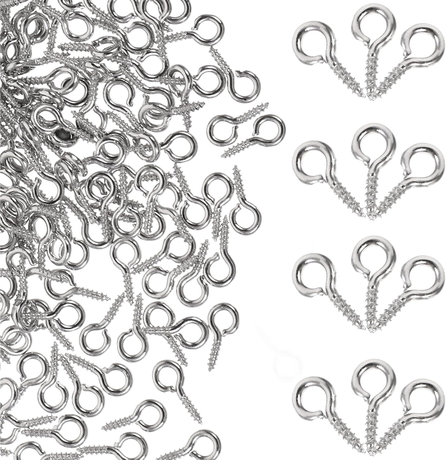 500 Pcs Mini Screw Eye Pins Silver for Jewelry Making, 10mm