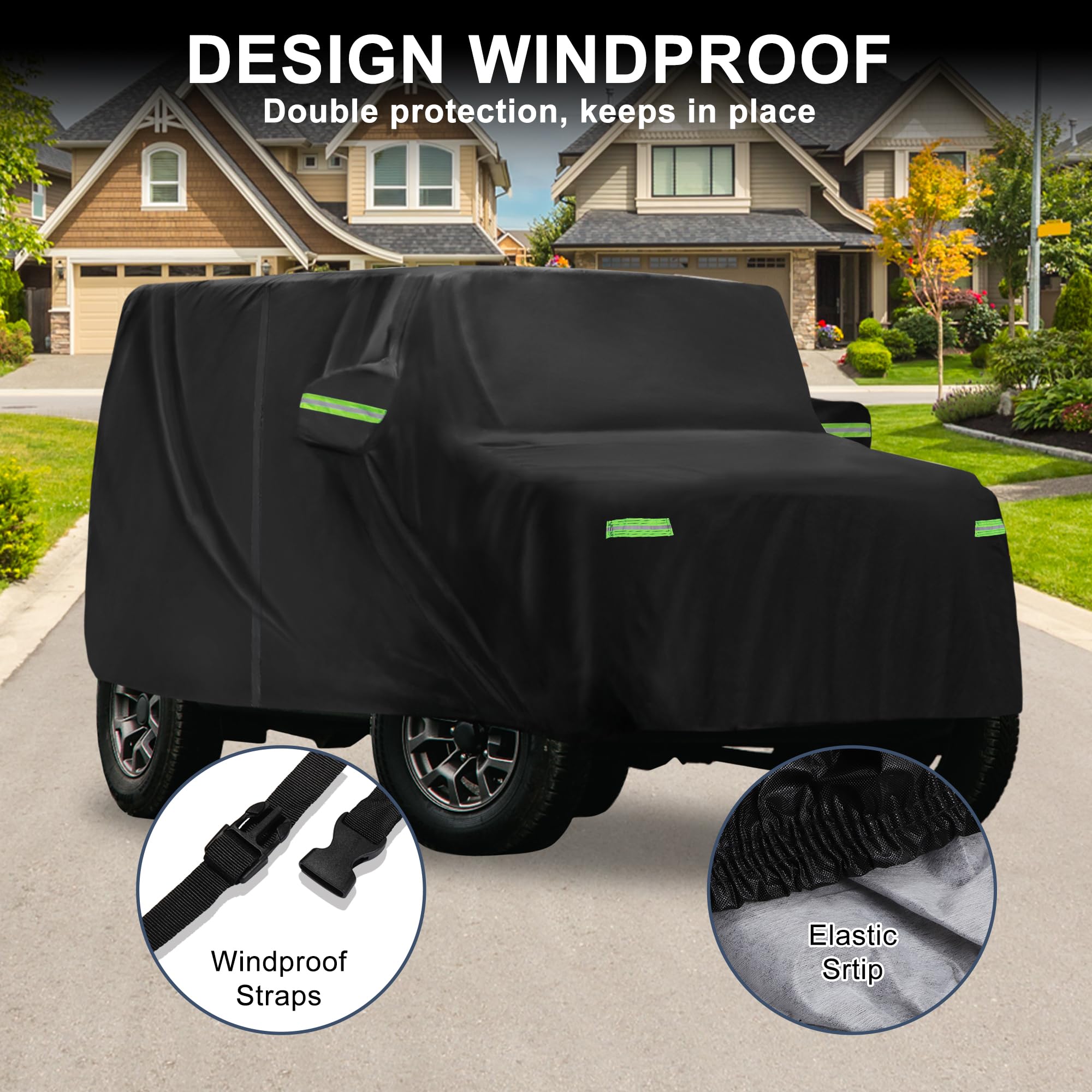 A ABSOPRO Copertura Impermeabile Per Suzuki Jimny JB64W/JB74W | Colore Nero, Materiale Alluminio E Cotone, 385x148x160cm, Antivento, Traspirante, Per Esterni, Fibbia Inferiore Antivento