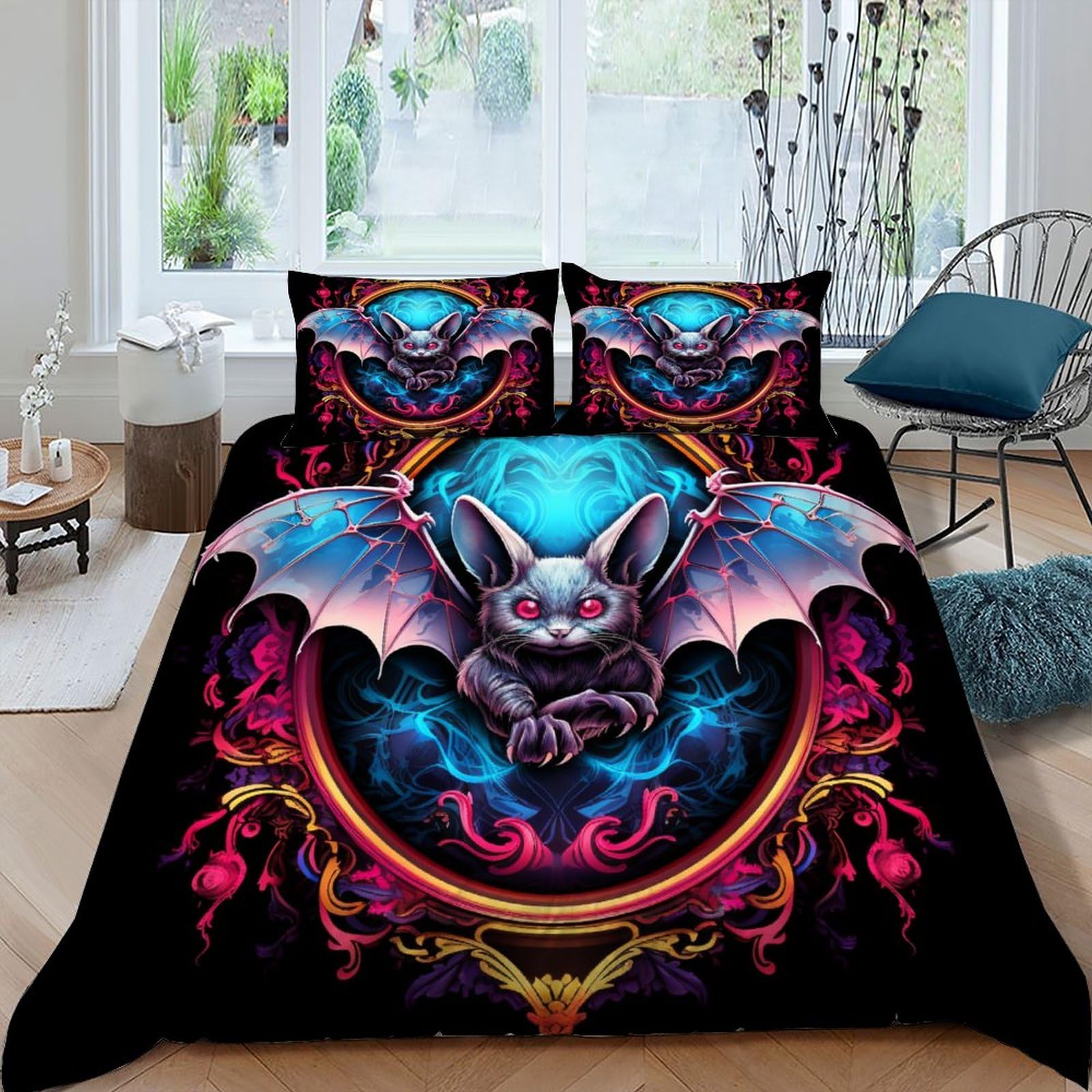 Parure de lit king chauve-souris housse de couette animaux sauvages