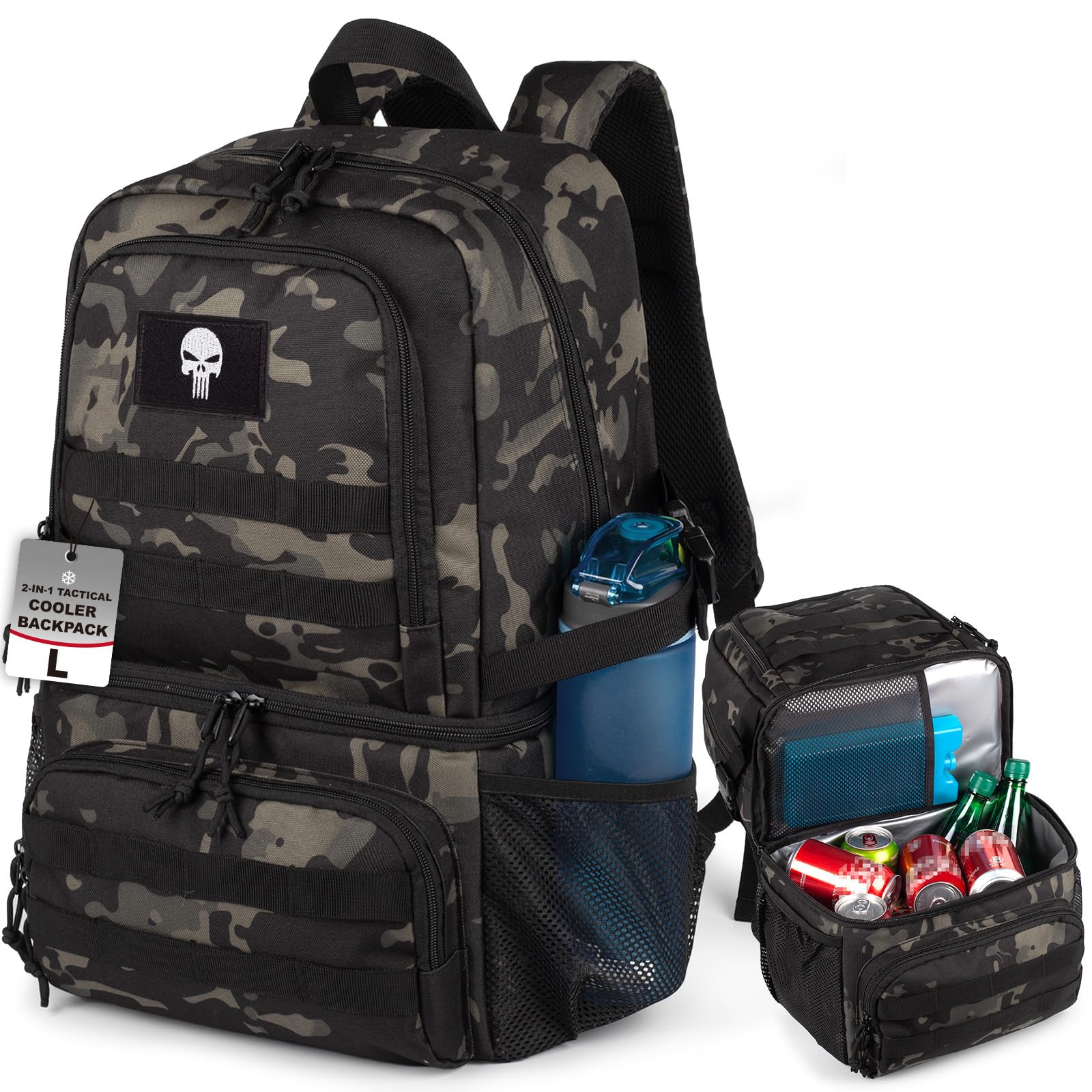 Zaino Frigo Tactical a Doppio Livello per Uomini, 2 Compartimenti, Borsa Frigo Morbida