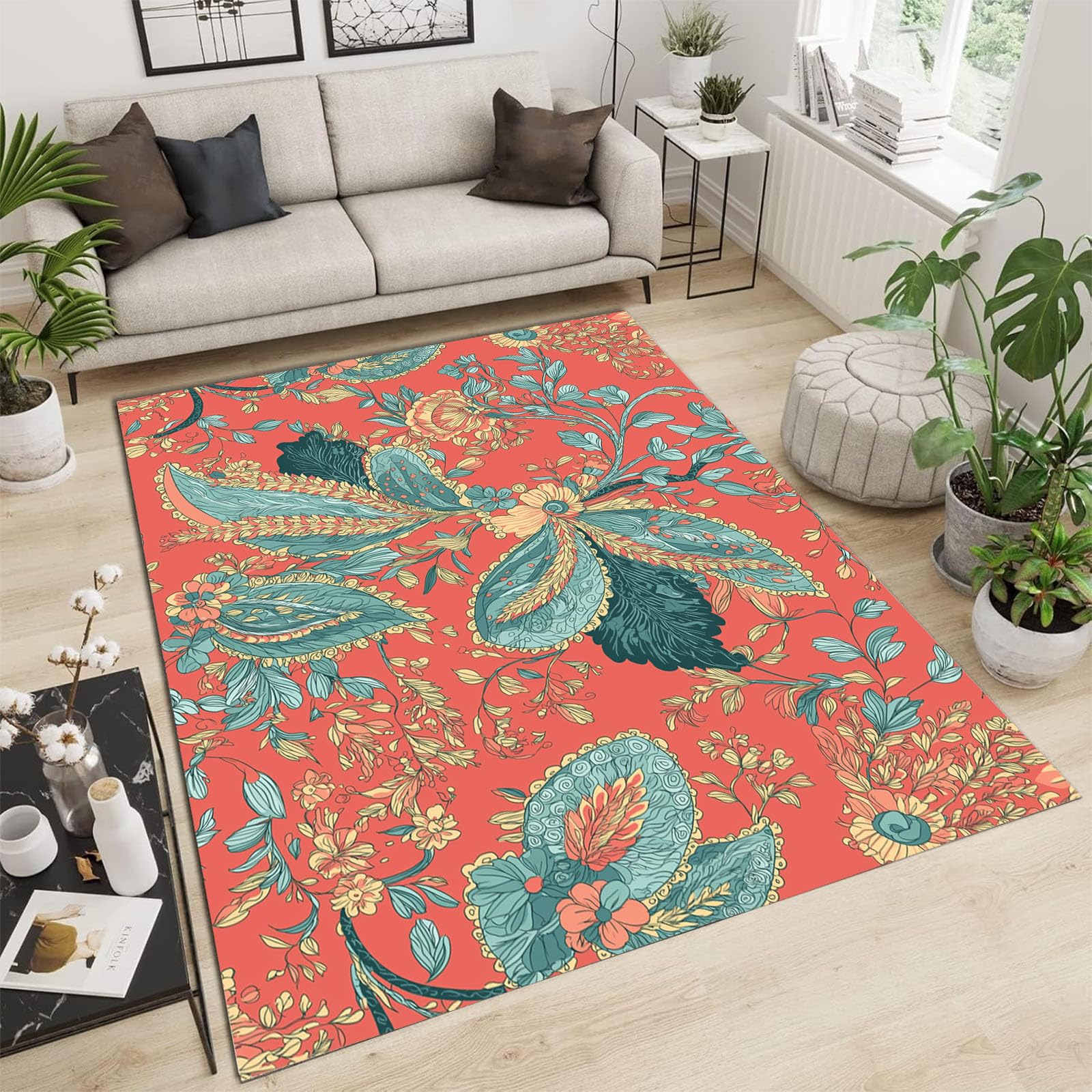 Tapis lavable en machine antidérapant rouge clair 120x180 cm
