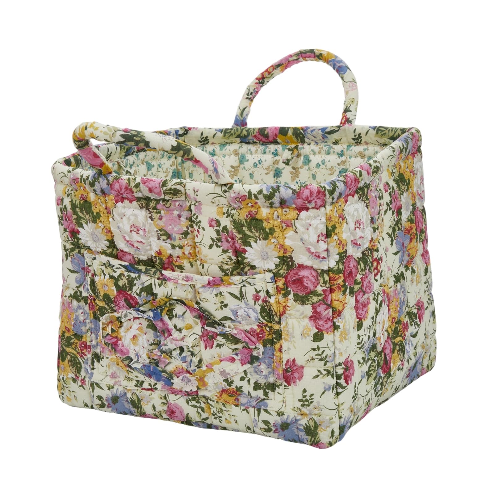 Boho Fabric Storage Basket, Large Capacity Laundry Basket, 12.2'' x 10.23'' x 10.23'' Collapsible Laundry Hamper with Easy Carry Handles (C Multi-Color 6, L)