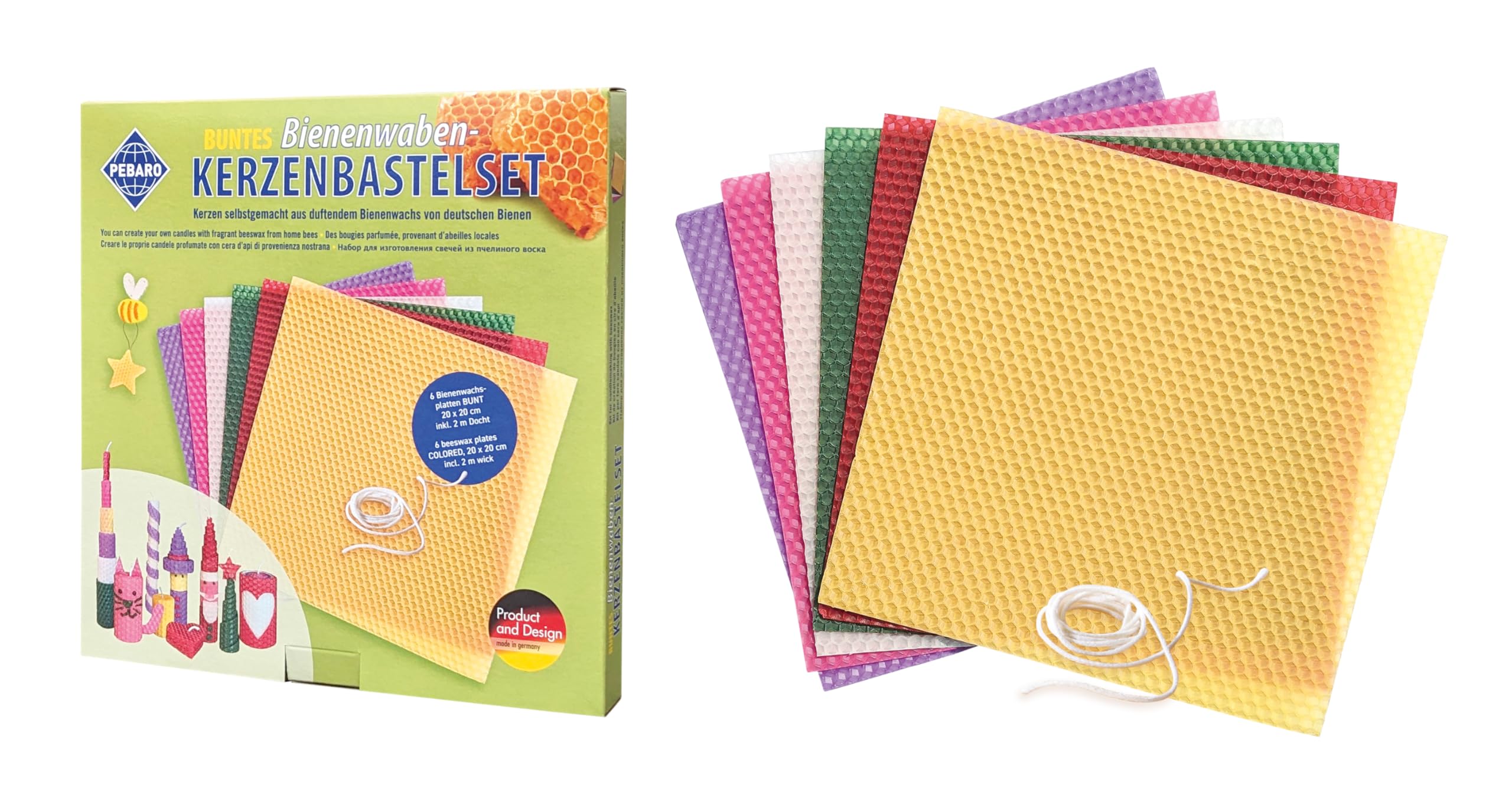 Plaques nid d'abeille Pebaro pour création de bougies multicolores - 8