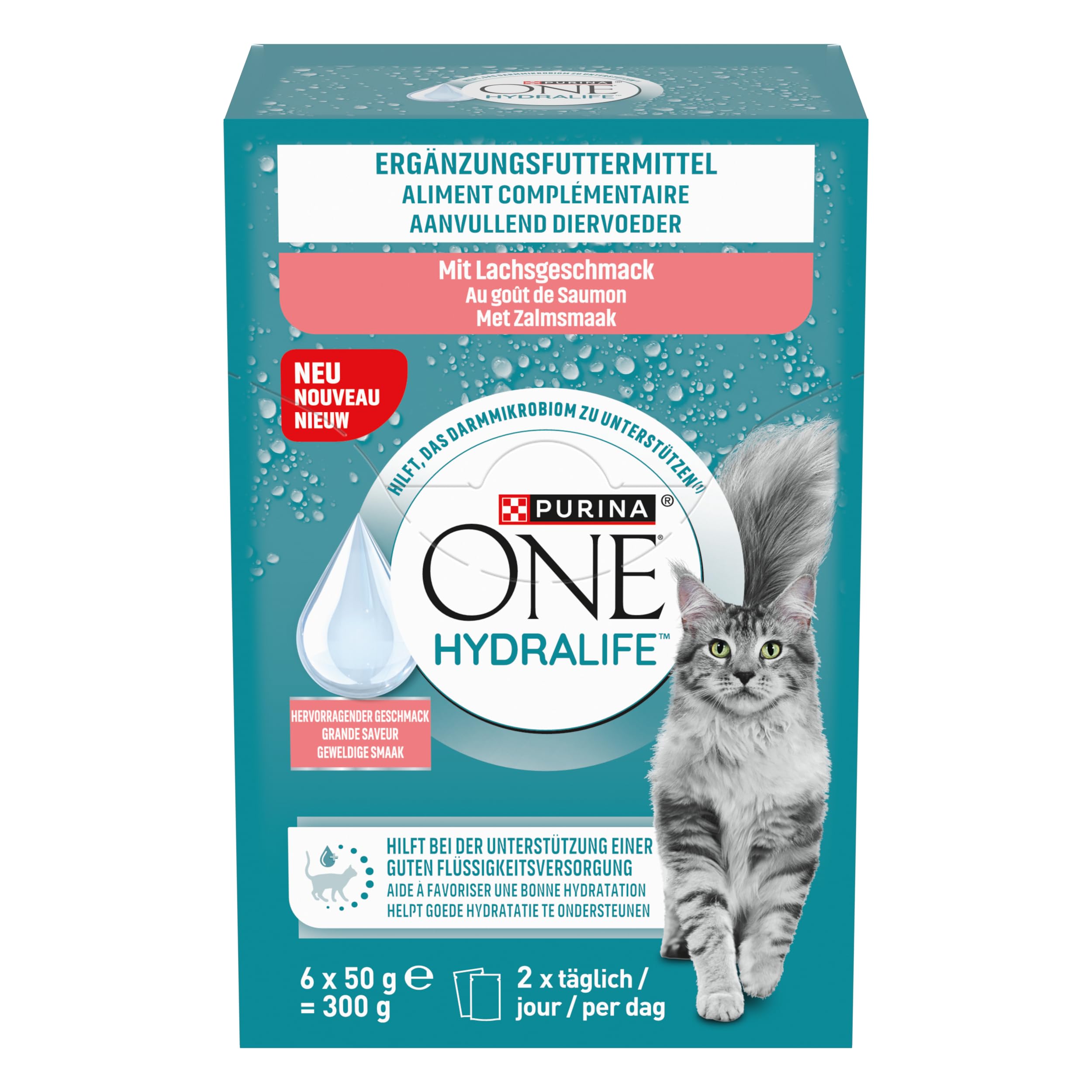 PURINA ONE HYDRALIFE, mokra karma dla kotów do zaopatrzenia w płyny, z łososiem, opakowanie 48 sztuk (48 x 50 g) | karma dla kota mokra z łososiem