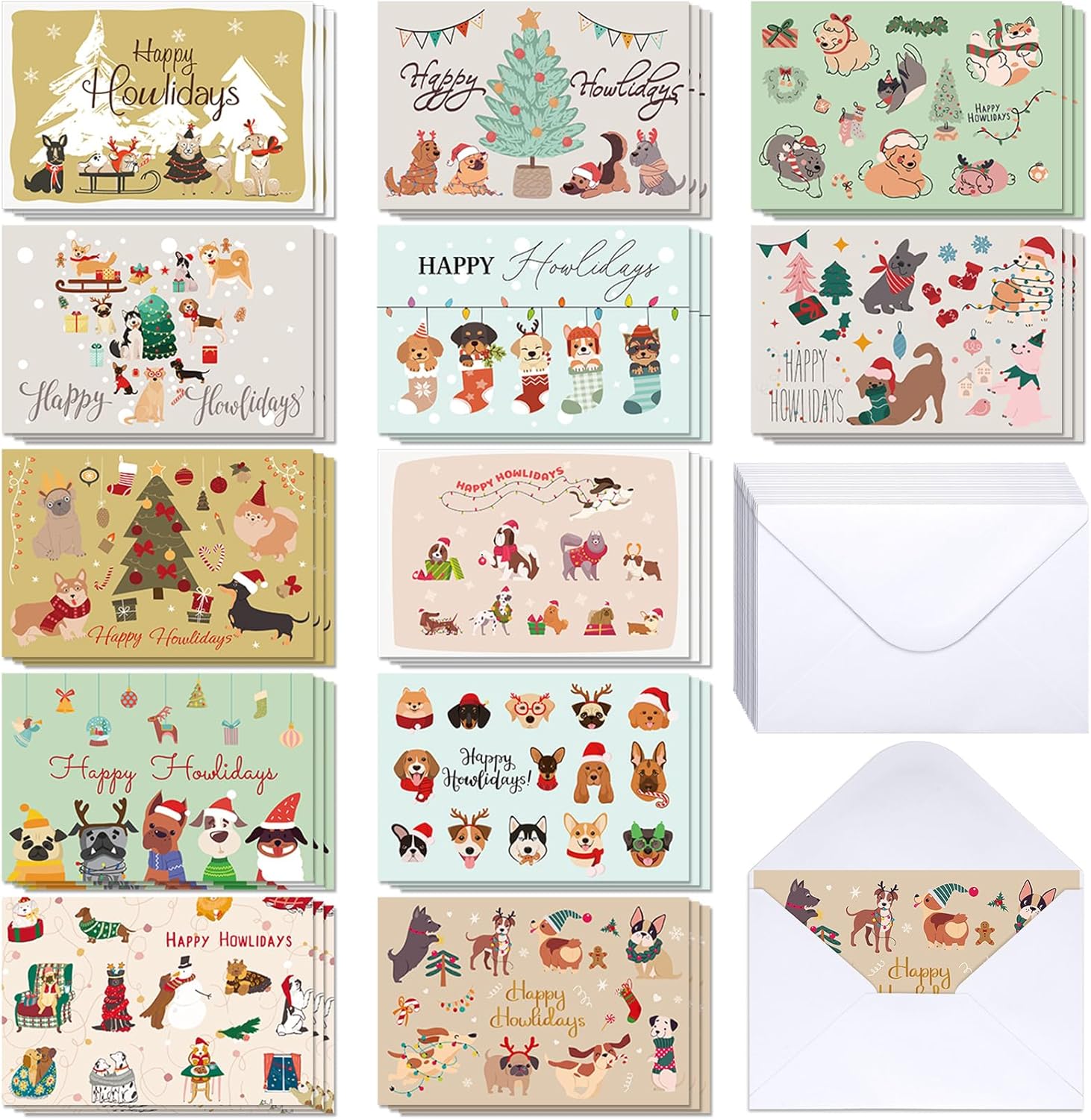 36 Pack Funny Dogs Christmas Cards Bulk Happy Holidays Greeting Cards Cute Dogs Xmas Blank Note Postcards with Envelopes, 12 Assorted Designs, 4 x 6 Inches 36 Pack Funny Dogs Christmas Cards Bulk Happy Holidays Greeting Cards Cute Dogs Xmas Blank Note Postcards with Envelopes, 12 Assorted Designs, 4 x 6 Inches