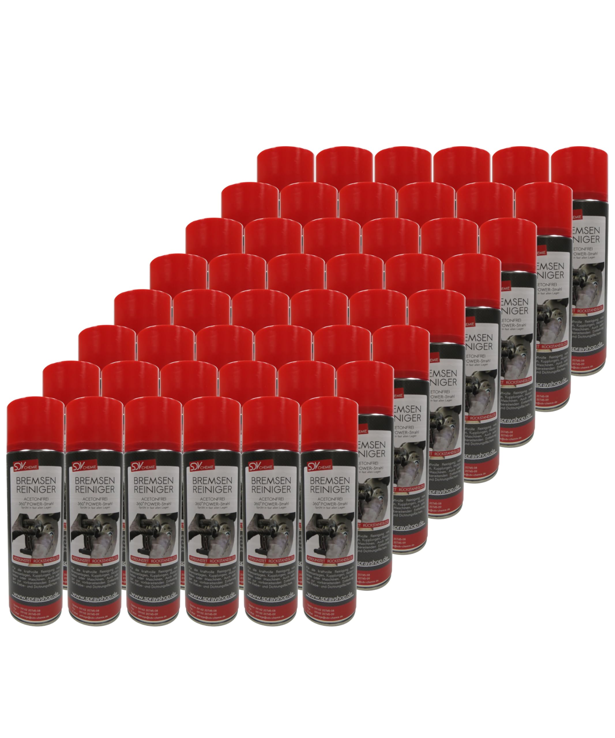 SDV Chemie Bremsenreiniger Spray 48x 500 ml Power Brake Cleaner 360° Ventil Teilereiniger