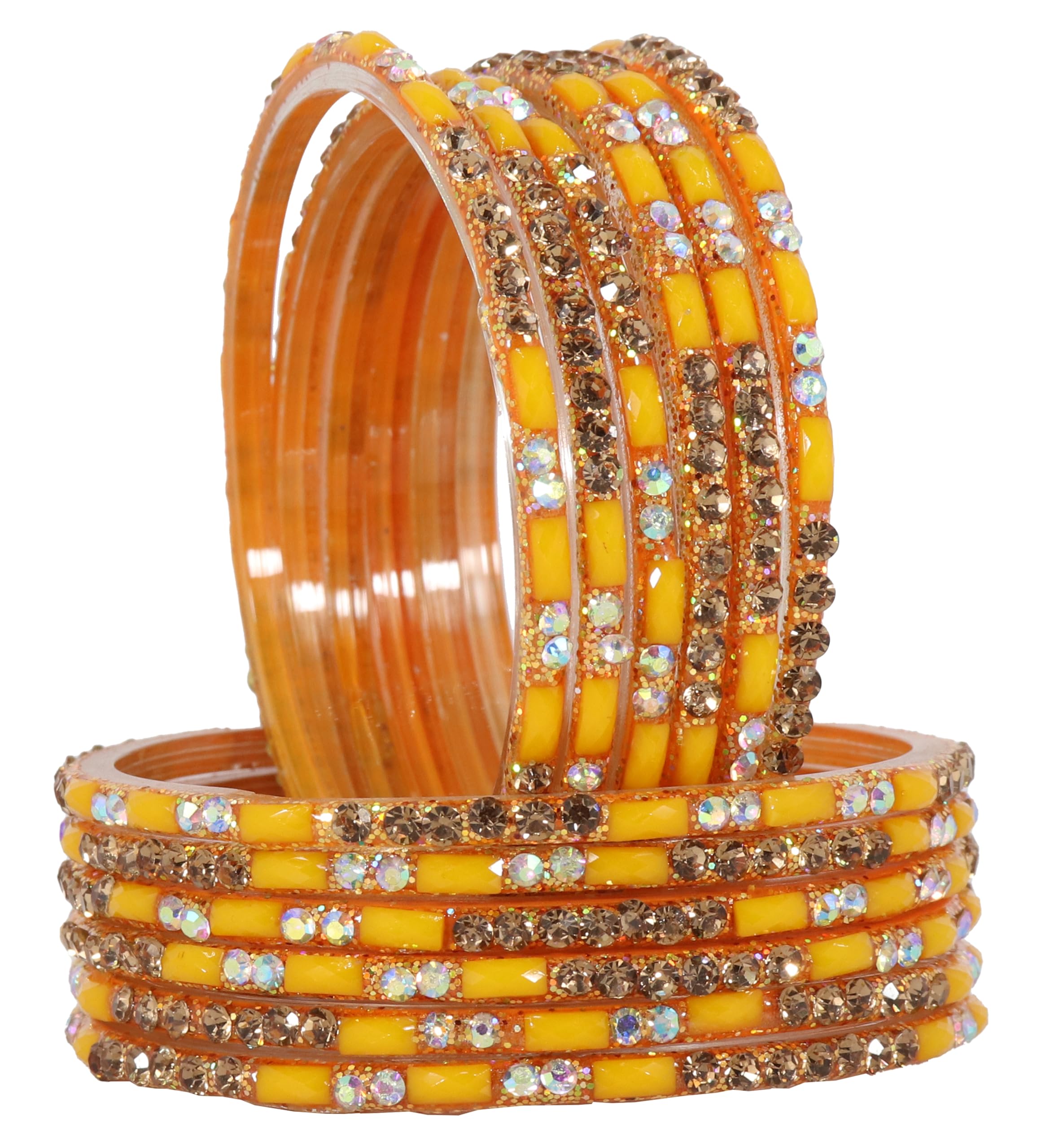 Lavazza kaanch ki chooriyan |glass bangles haldi colour |Glass Bangles for women |kaanch ki churi |womens fashion jewellery |AD diamond bangles |bangles for wedding- (LV_KS5-Haldi-2.4) (B0CLJN7SR4) Amazon Price History, Amazon Price Tracker