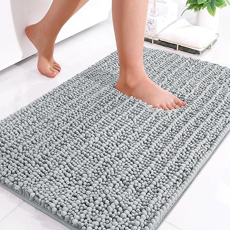 Arotive Luxury Chenille Grey Bathroom Rugs