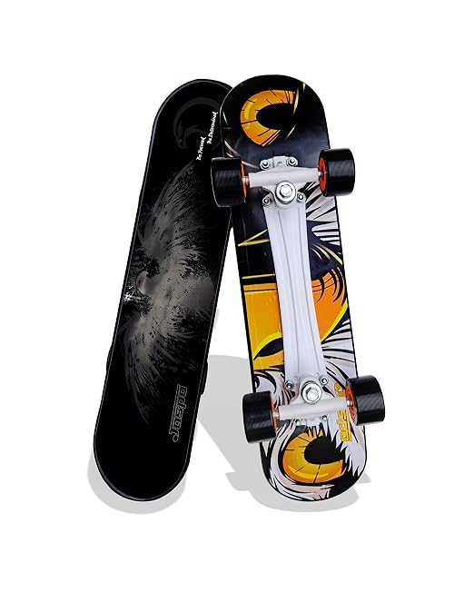 Jaspo Power Kids 26" inches Skateboard for Beginners Boys & Girls (6 Years & Above, Skate-Board, Vinyl, Black)