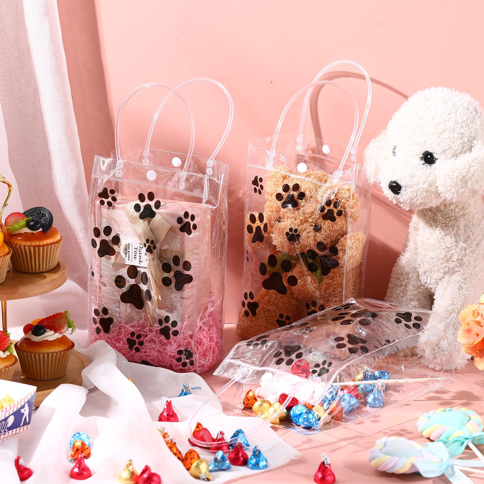 25 Sacs Cadeaux Transparents Avec Poignées 23x17x7 Cm - Sacs PVC Réutilisables Pour Mariage Et Fêtes