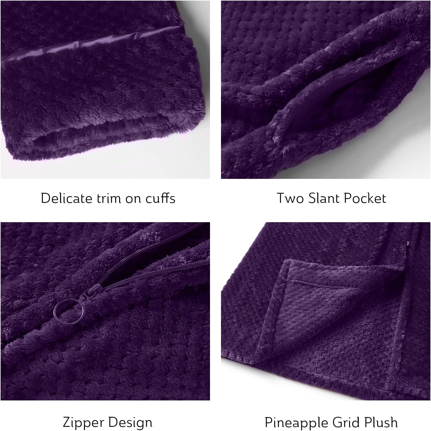 Hellomamma Womens Robes Warm Plush Winter Robe, Zip up Long Fleece Bath Robes Female, Zipper Bathrobes for Women - Image 5