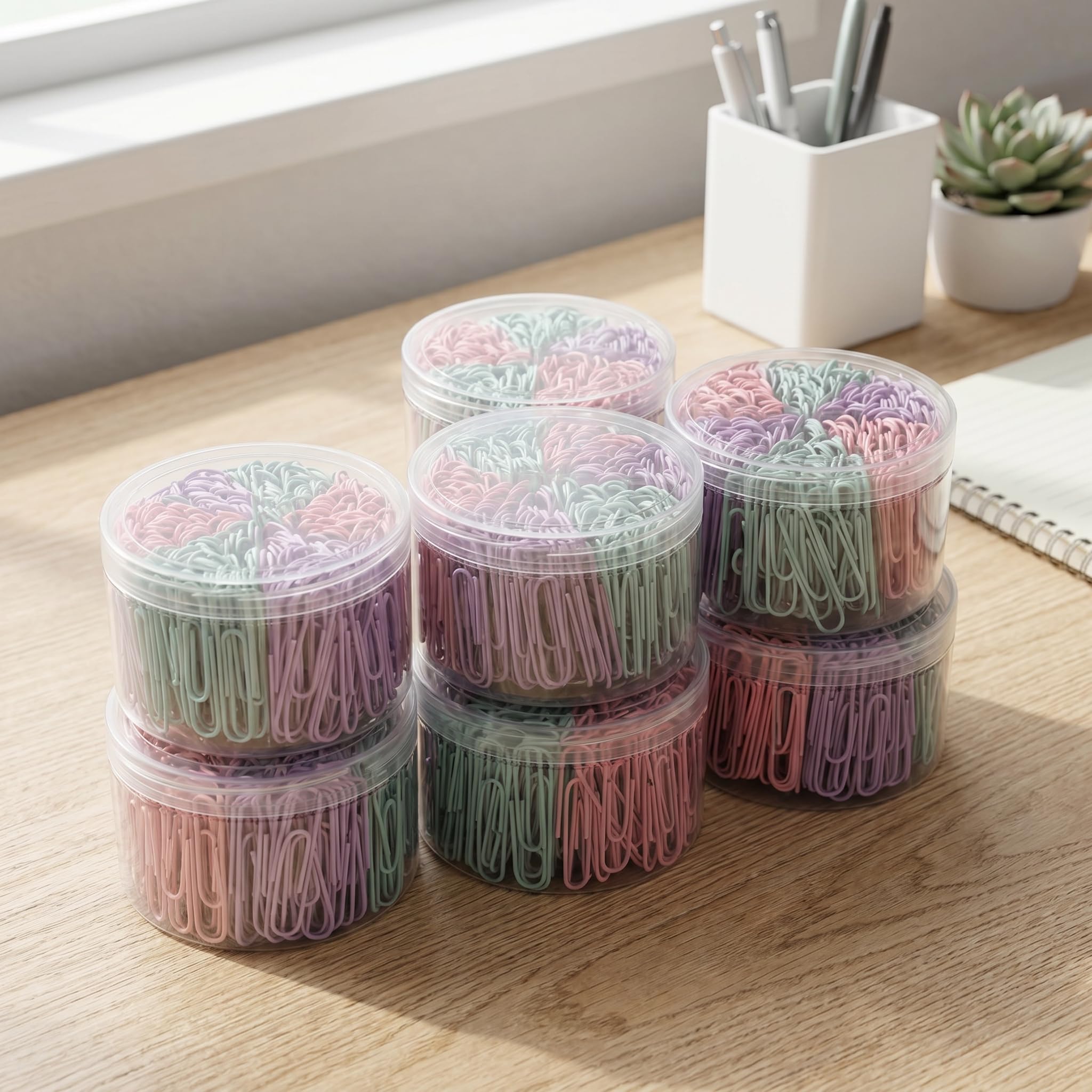 1800 Stück 5,1 cm große farbige Büroklammern, Macaron, 6 Stück | Vinylbeschichtet, rostfrei, verschiedene Farben, strapazierfähig, für Büro, Schule, Großbeschaffung
