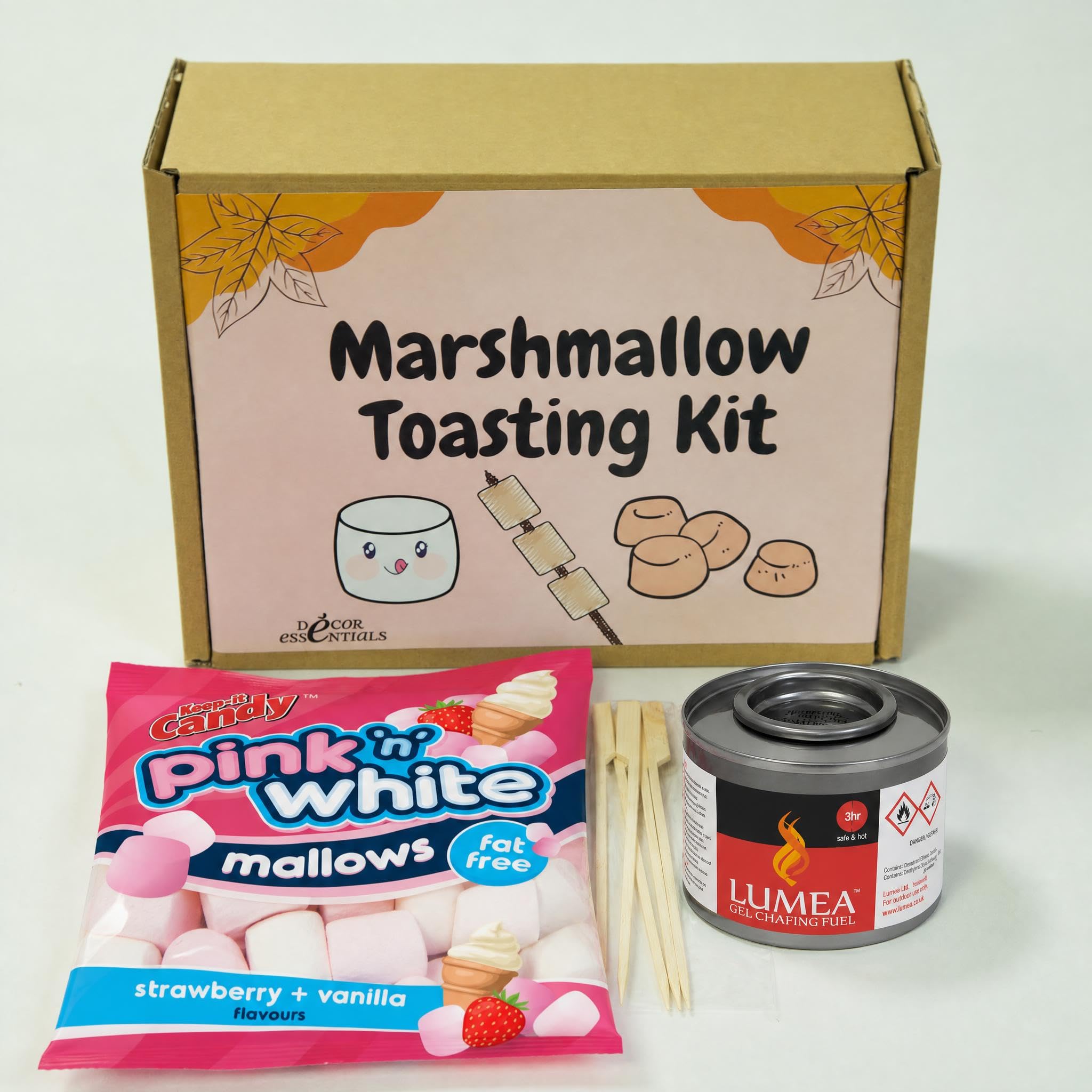 Marshmallow Toasting Kit for Guy Fawkes Bonfire Night Camping Smores Date Night Set Halloween Xmas Complete Set with Long Skewers for BBQ Parties Perfect for Dipping in Chocolate