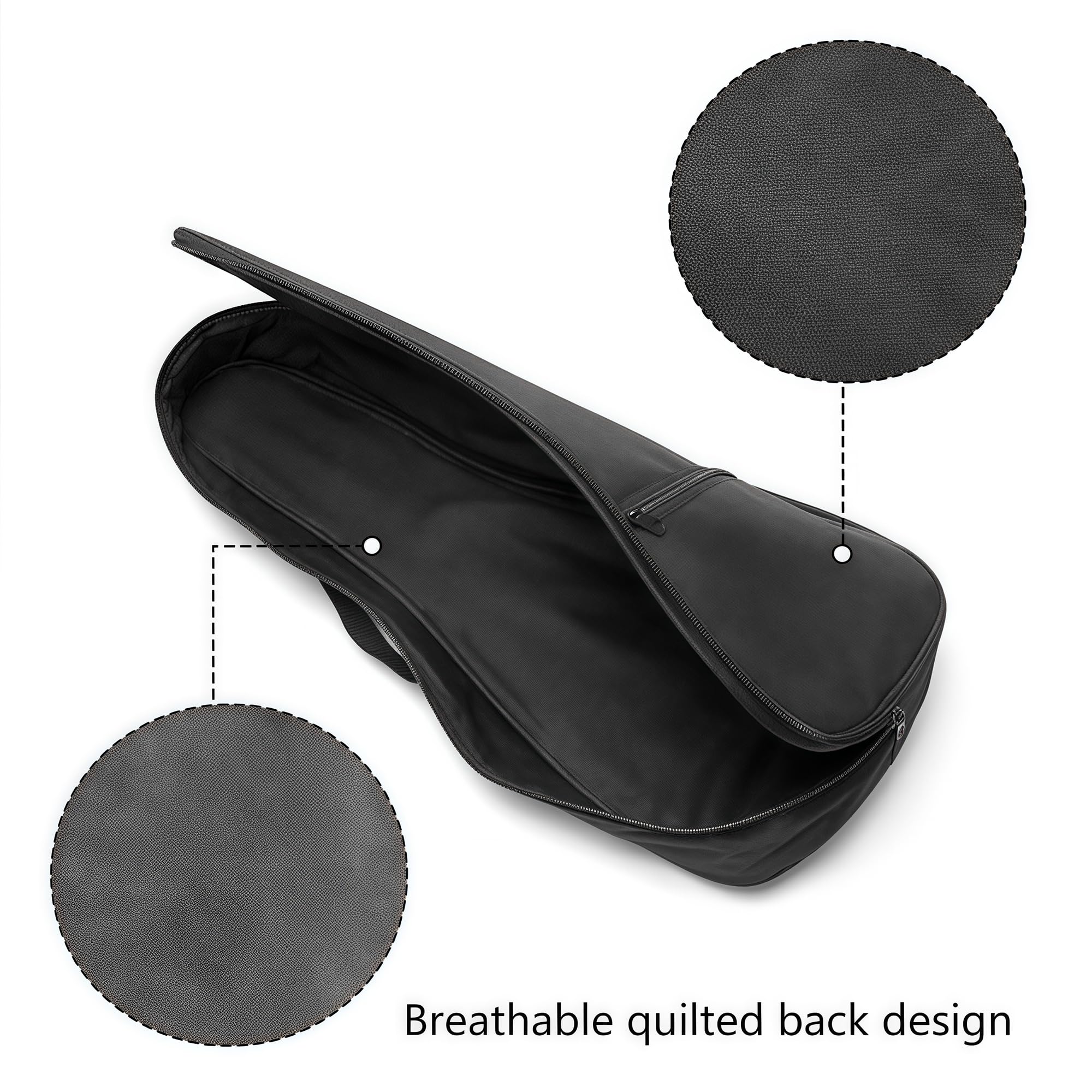 Musiin Housse de transport pour ukulélé de 66 cm avec sangles, sac de rangement pour voyage, spectacle, concert (noir)
