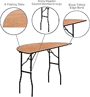 Vista 4 de EMMA + OLIVER Mesa de banquete plegable de madera semicircular de 4 pies - Mesa para eventos y catering