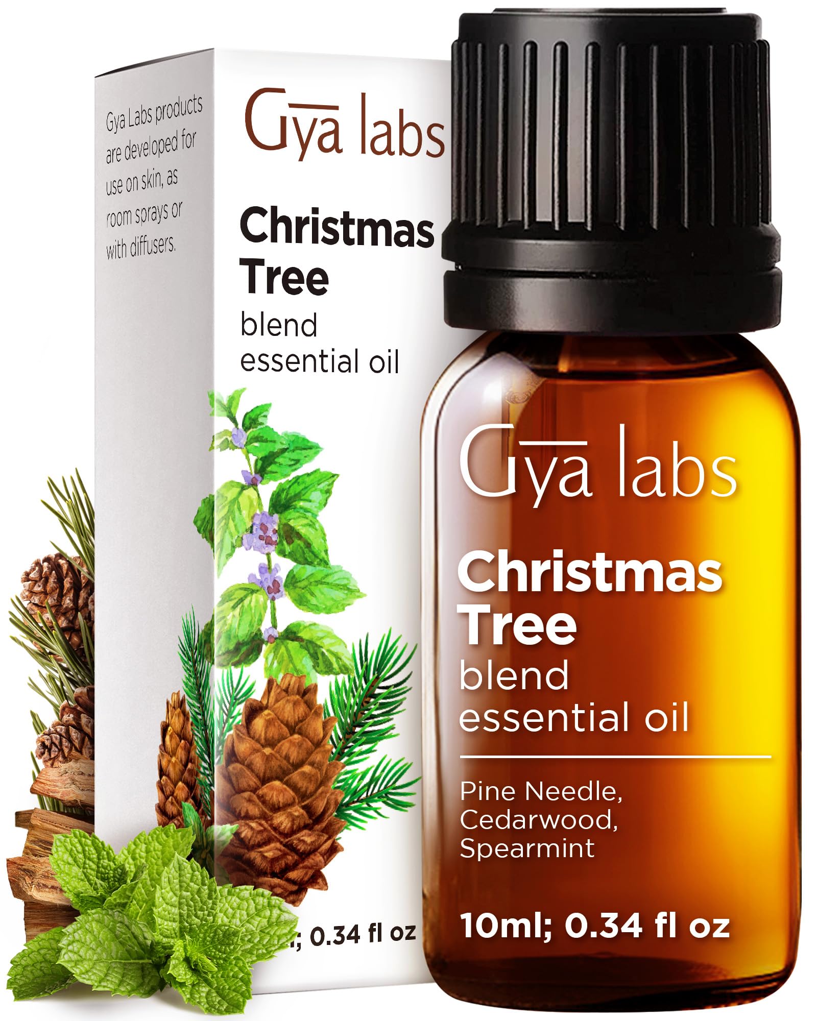 Christmas Tree Essential Oil Blend for Diffuser - Christmas Essential Oils for Aromatherapy, Holiday & DIY - 100% Pure Natural Blend of Pine Needle, Cedarwood & Spearmint (0.34 Fl Oz)