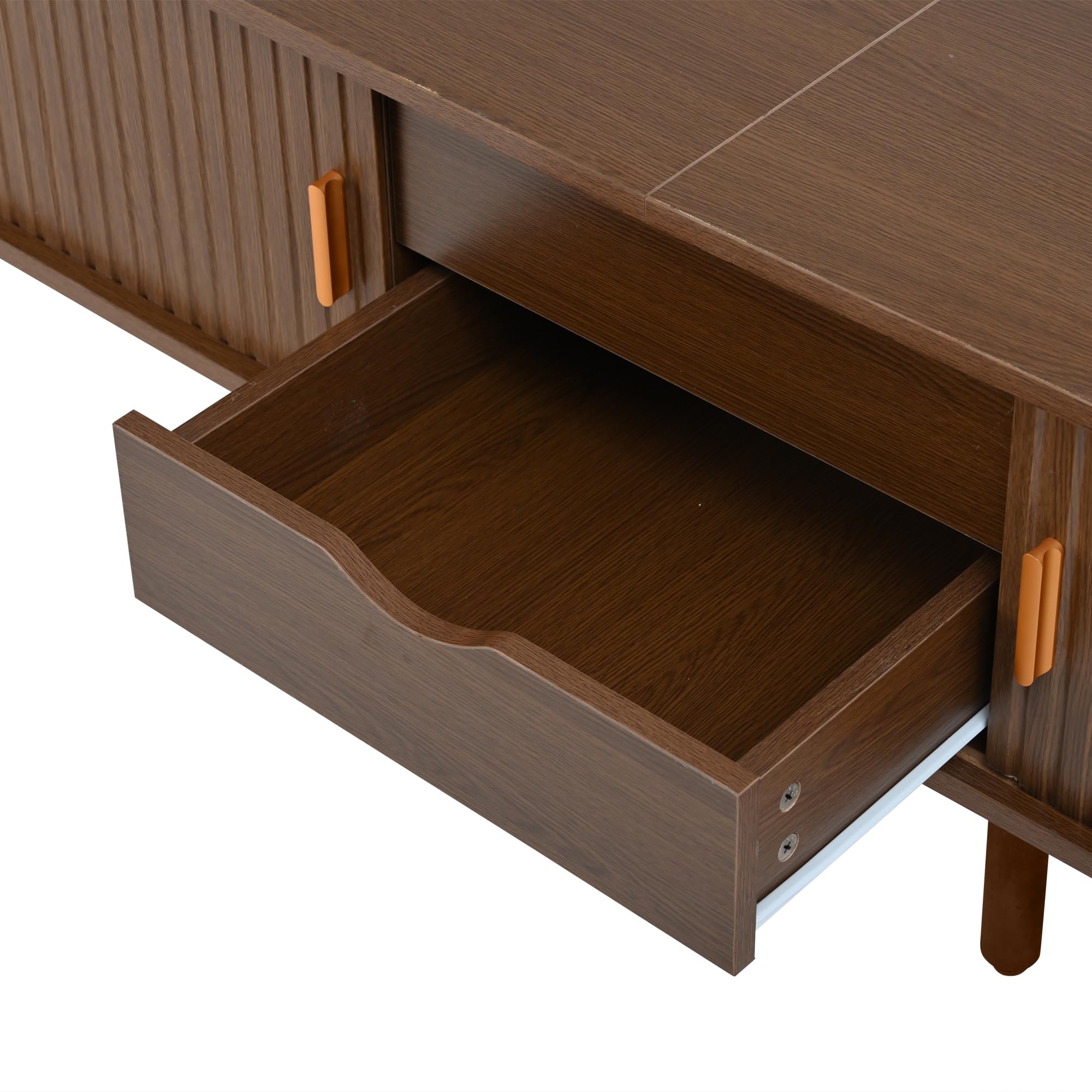 175x40x42cm&100x50x40cm Wohnzimmer-TV-Schrank mit Stauraum + Couchtisch-Kombination, Nussbaum Kombination in Originalholzfarbe, MDF, 2 Set