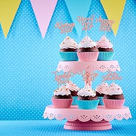 30Pcs Vintage 2000 Cupcake Toppers Glitter Twenty-Five 25 Fabulous Happy 25th Birthday Cupcake Picks Awesome Since 2000 Cake Decorations for 25th Birthday Retirement Party Supplies Rose Gold