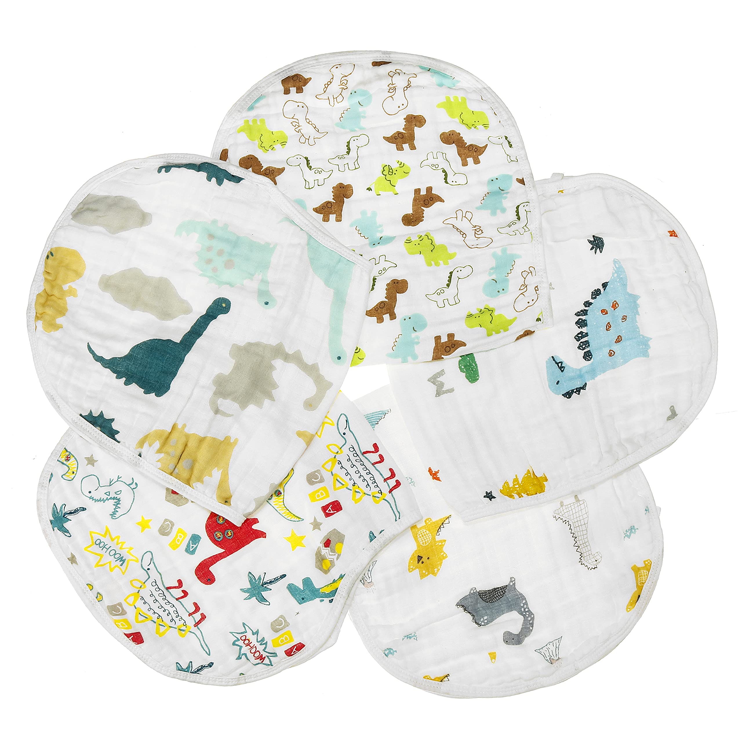 ShoppeWatch Muslin Burp Cloths Baby Burping Bibs 100% Organic Cotton 5-Pack Large 6 Layers Thick Soft Absorbent Cloth Spit Up Dribble Towels Rags for Newborns & Babies Unisex Shower Gift BB20