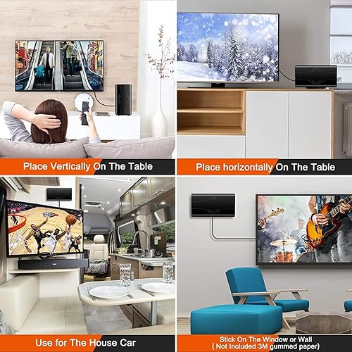 Miniatura 5 de Antena de TV para interiores con amplificador de señal, antena digital amplificada de largo alcance de más de 300 millas para Smart TV y todos los