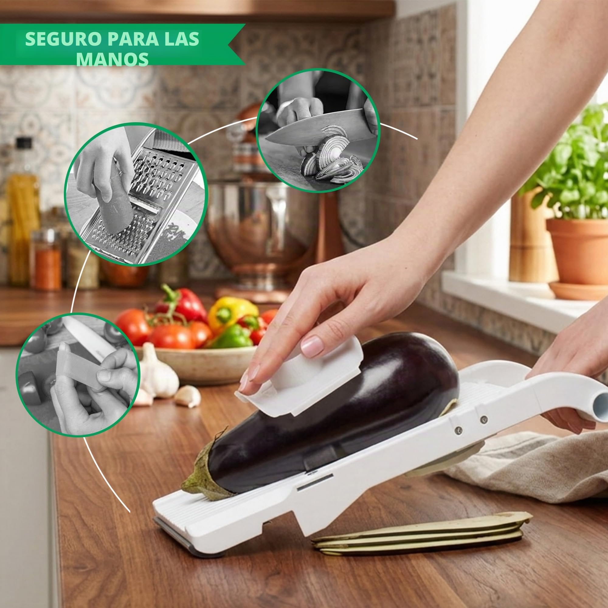 Benriner - Cortador de mandolina japonés de acero inoxidable, sin BPA, 31.4 x 9.2 x 2.4 cm Nueva versión Jumbo blanco
