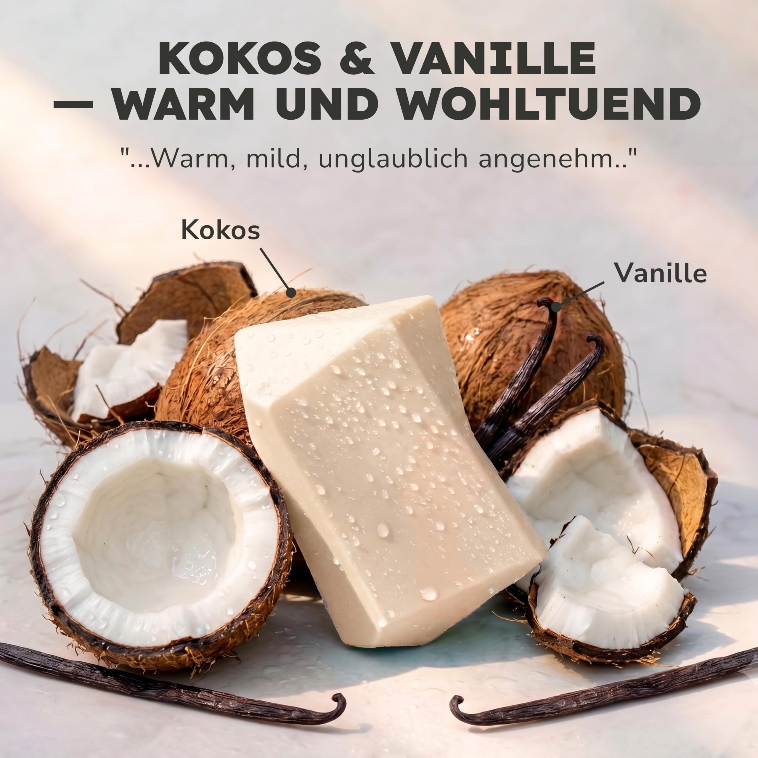 Duschbrocken 5x Cocos & Vanille Duschseife [2in1] Festes Shampoo, 500g
