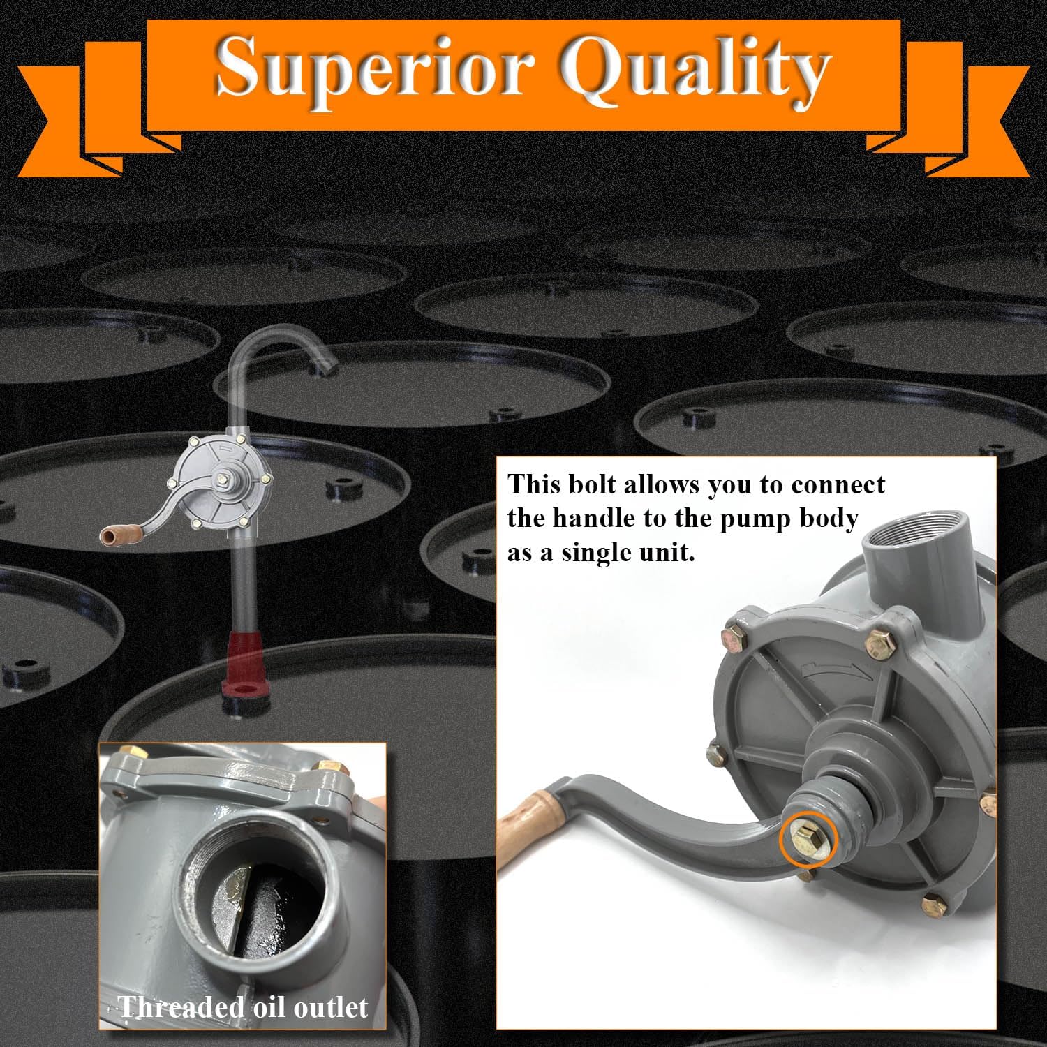 Gas Caddy Pump, Hand Gas Diesel Transfer Pump for 30 Gallon 35 gallon 40 gallon Gas Fuel Diesel Caddy, Inlet Pipe 1-1/4", Outlet Pipe 1" (Hand Siphon Pump + 1" Adapter) - (0.98 inch)