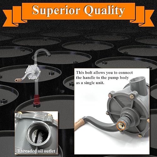 Miniatura 4 de Bomba de transferencia de gas diésel manual de 30 galones, 35 galones, 40 galones, tubo de entrada de 1-14 pulgadas, tubo de salida de 1-14 pulgadas