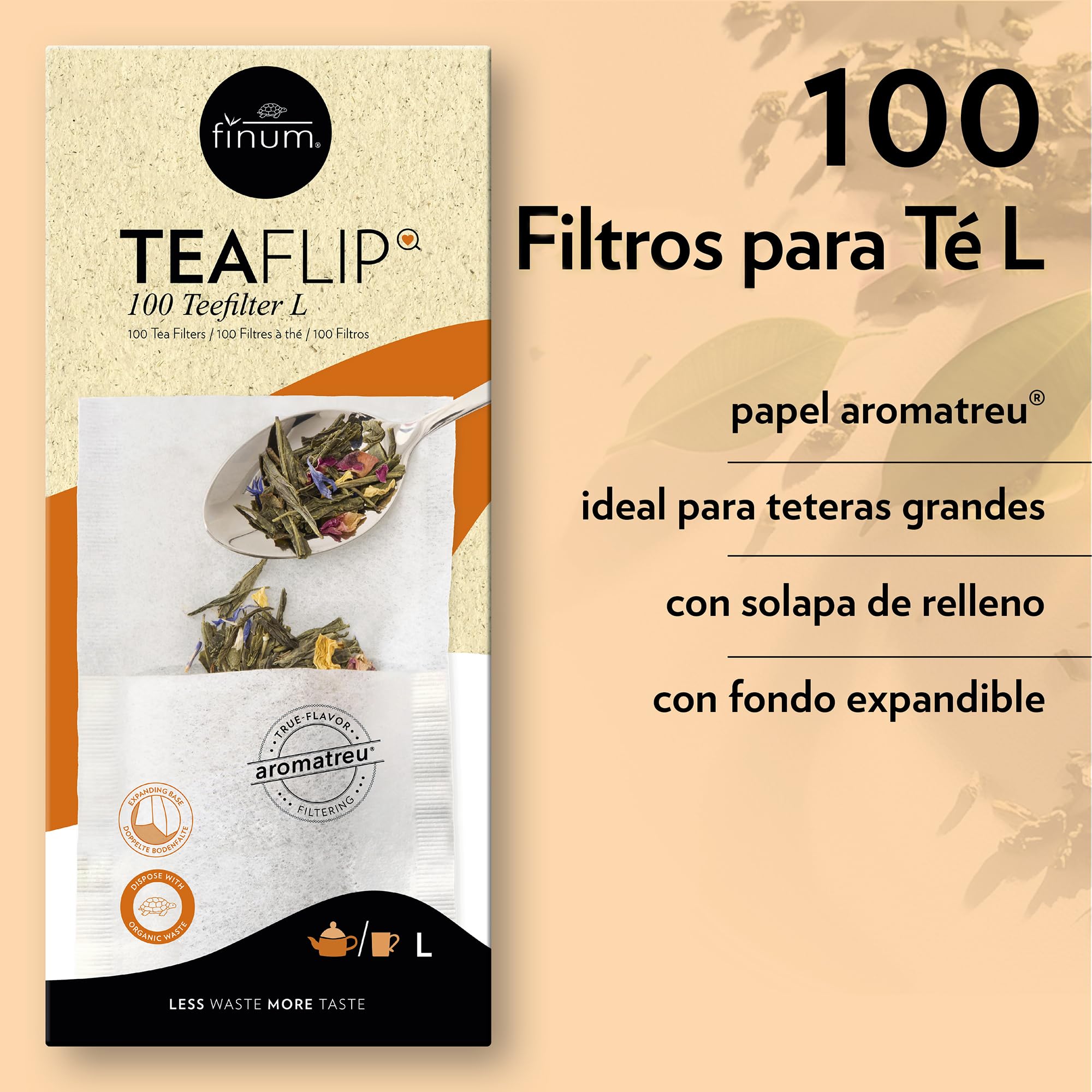 Finum - Filtros para té (Papel,100 Unidades, Talla L)