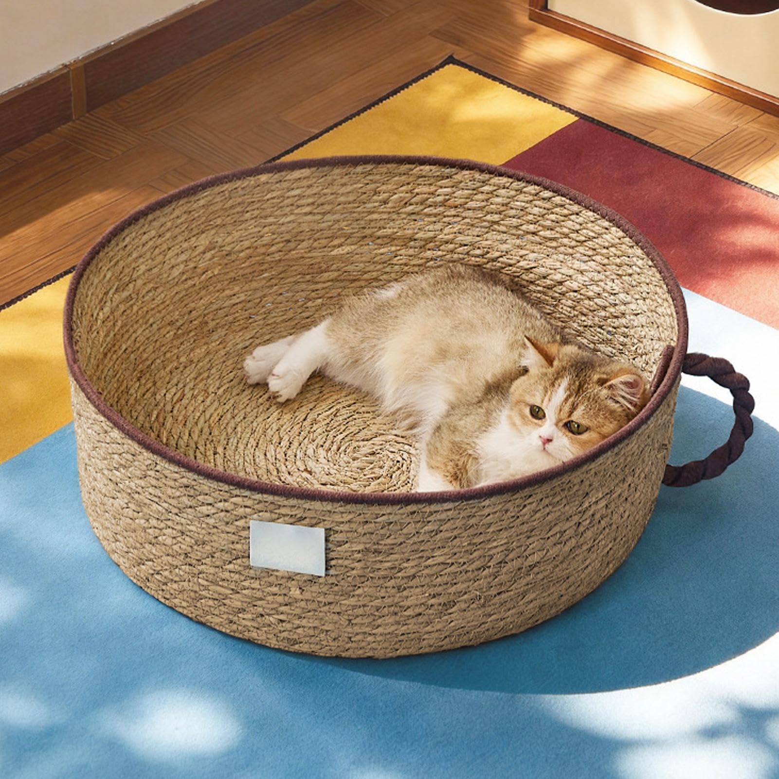 Cesta per gatti – traspirante – cuccia per gatti – in corda di cotone intrecciata – per comodino, soggiorno, ufficio, tavolo, finestra angolare