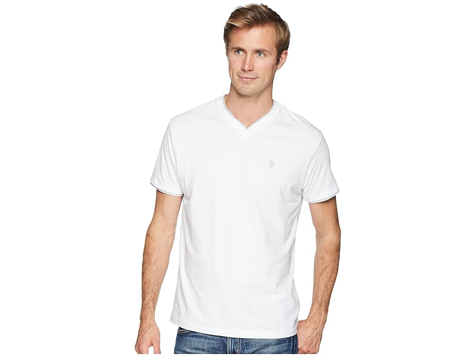 

U.S. POLO ASSN. Double Ringer V-Neck-04 (White) Men's T Shirt