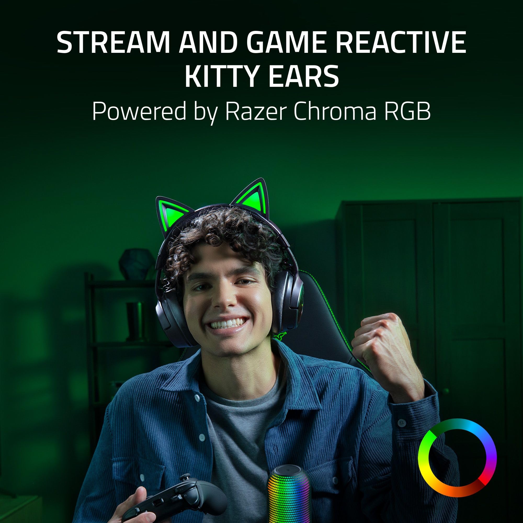 Razer Kraken Kitty V3 Pro Casque de Jeu sans Fil RGB Chroma RGB Kitty Ears 2,4 GHz, Bluetooth 5.3, USB A, Microphone à Bande Super Large, Pilotes de 40 mm, Audio Spatial