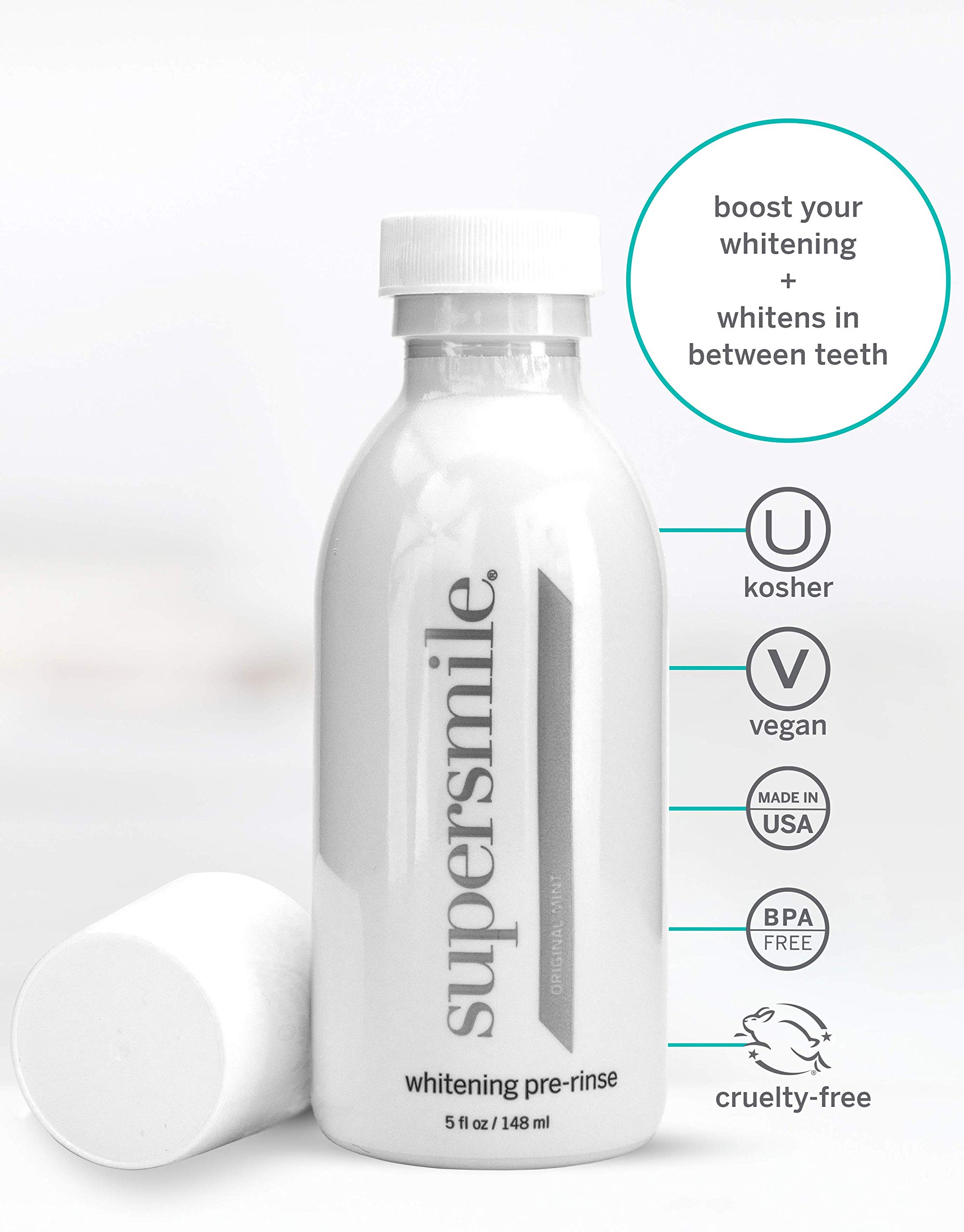 Supersmile Whitening Pre-Rinse, Clinically Formulated Pre-Brush Dental Mouthwash, Original Mint, 5 Fl Oz