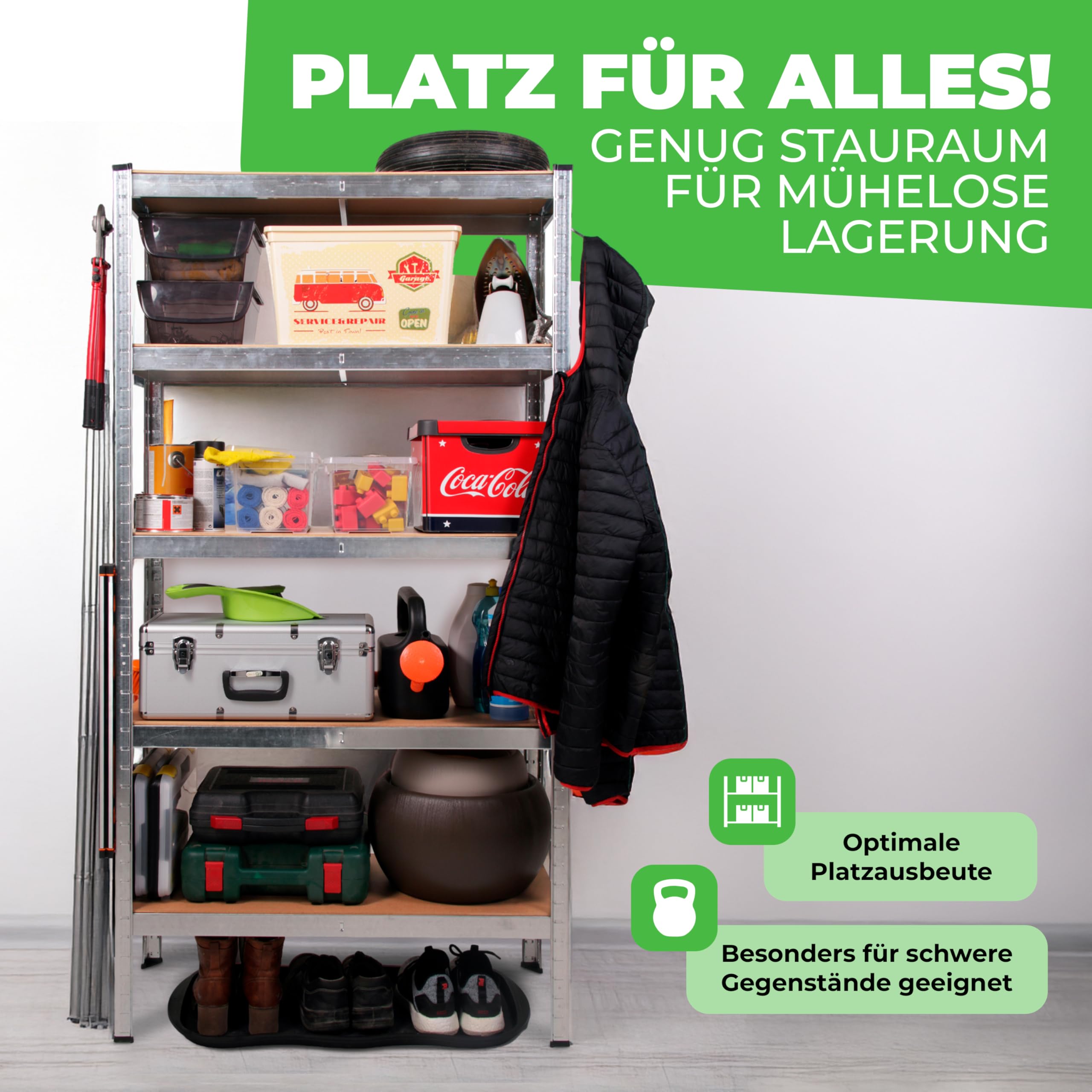 Ondis24 2X Metallregal Thomas, Lagerregal 90x40x180 (H) cm, Kellerregal bis 875kg belastbar, Silber, mit 5 Fachböden, je 175 kg belastbar, höhenverstellbar, Schwerlastregal - Doppelpack!