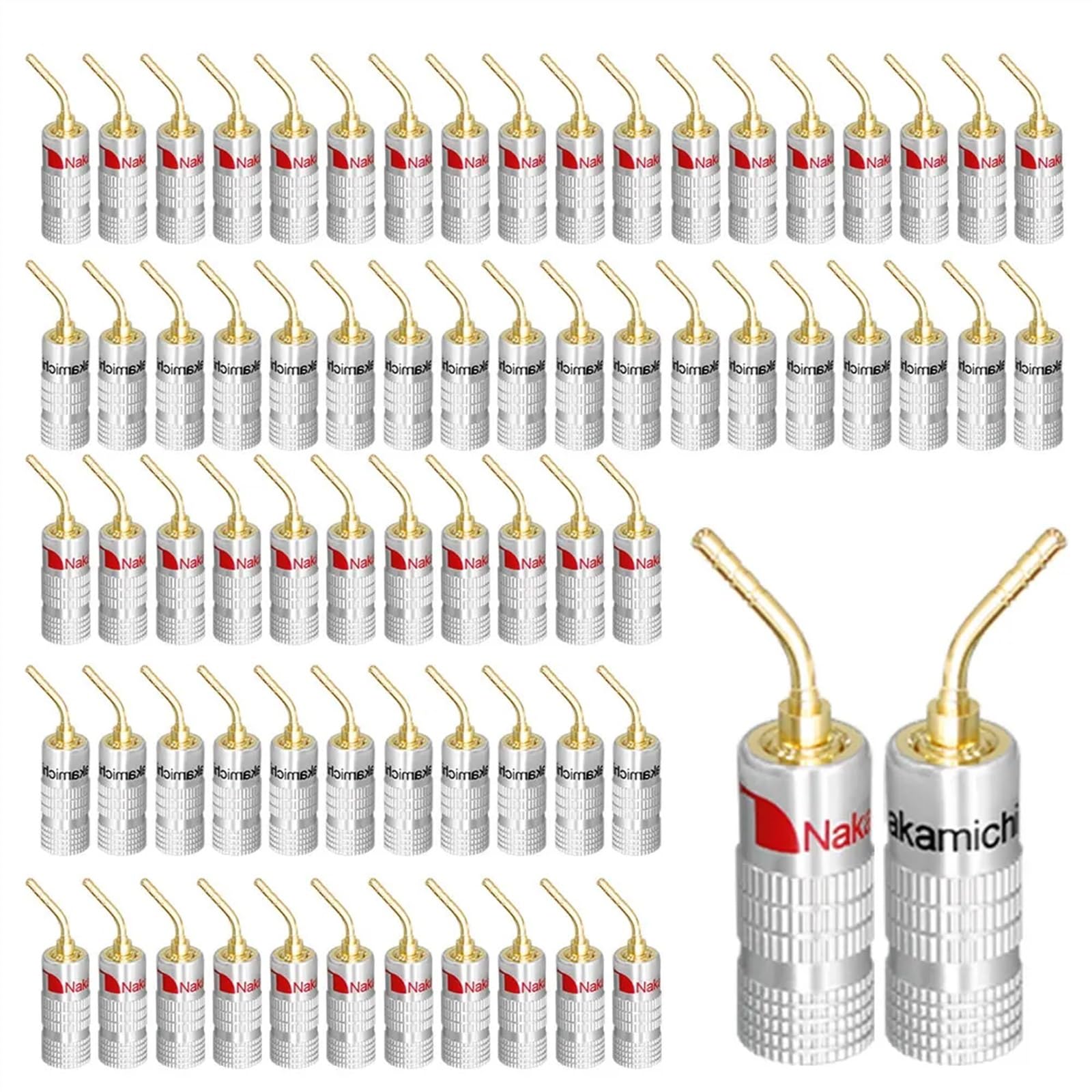 Złącza bananowe do głośników kątowych 2/6 sztuk, pozłacane 24-karatowe złącze głośnika audio 4 mm (2 szt., pin)