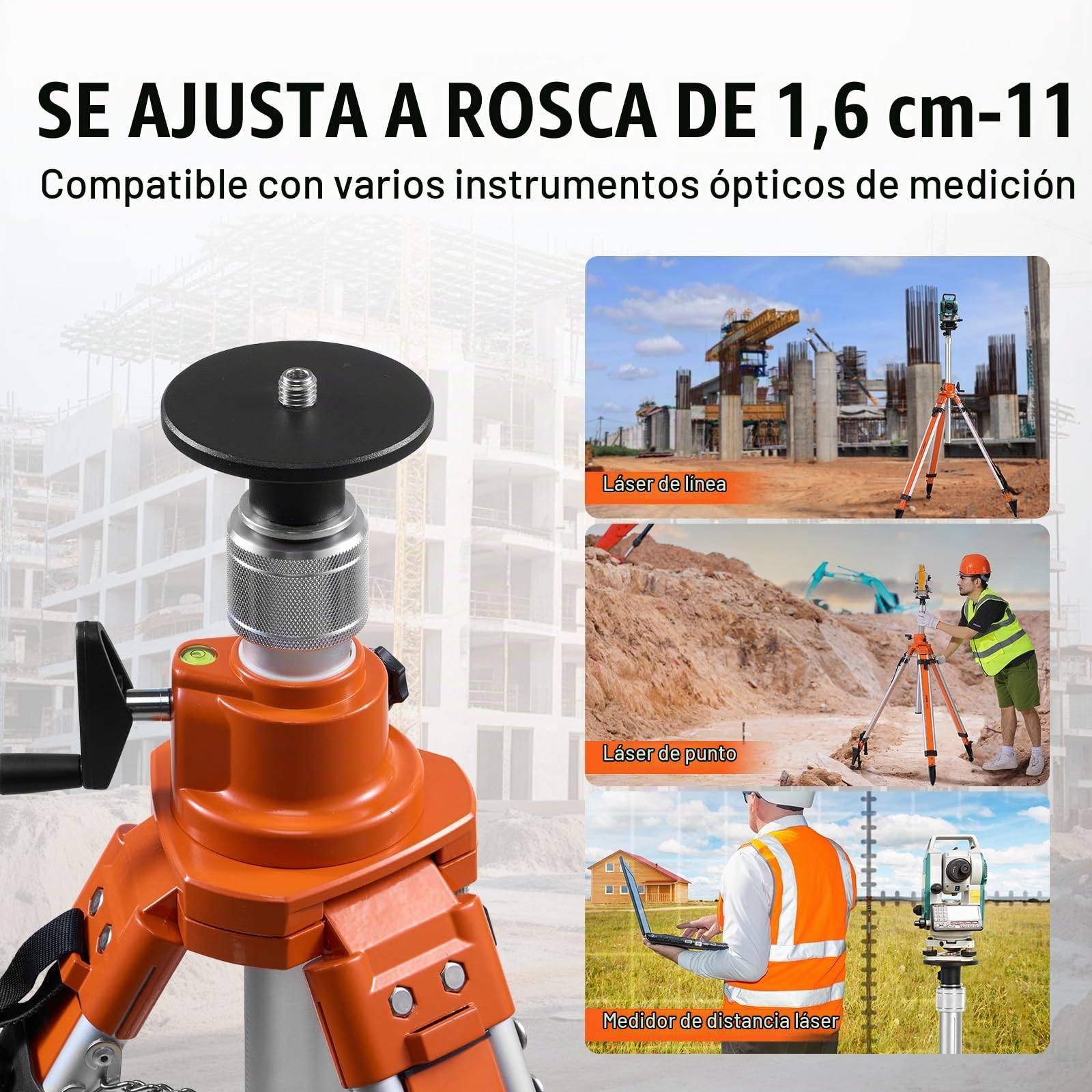 VEVOR Trípode para Nivel Láser Resistente, Ajuste de Altura de 1145-2905 mm, con Burbuja de Nivel y Limitador de Difusión, Pies Antideslizantes Elevables para Construcción, 200 x 145 x 1270 mm