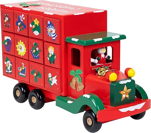 Miniatura 4 de Northlight Calendario de Adviento Camión de Almacenamiento Decoración de Navidad - 14" - Rojo