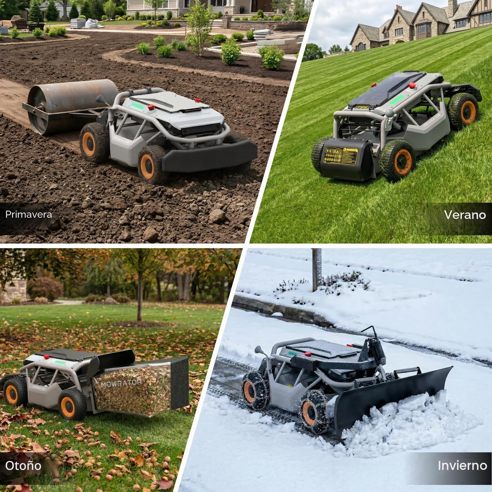 Mowrator Cortacésped con control remoto S1 4WD 56V12Ah, cortacésped multifunción RC con altura de corte de 1.5-4.3 pulgadas, ancho de corte de 21 pulgadas para 75% de pendiente (37°) para cortar 0.75