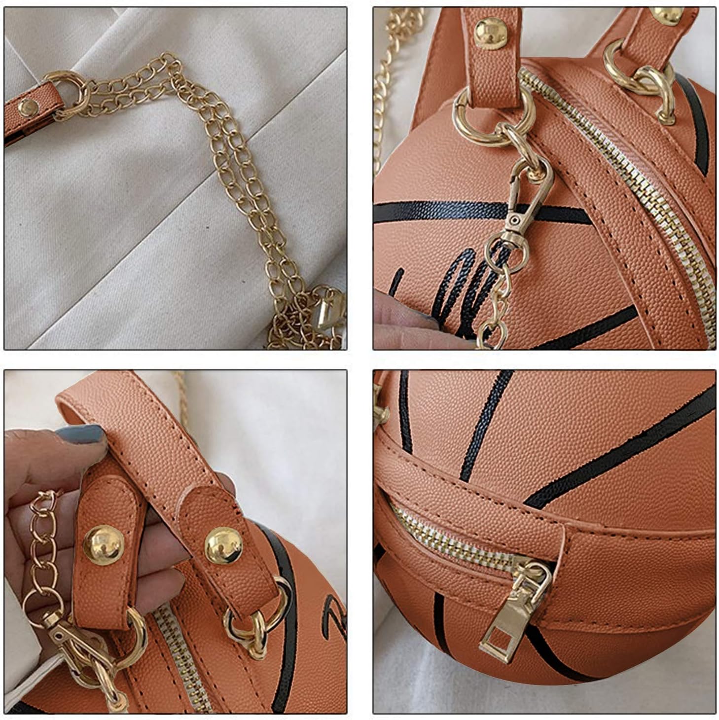 Freie Liebe Basketball Purse For Women Novelty Crossbody Purses Small Cute Tote Bag PU Leather Round Handbags
