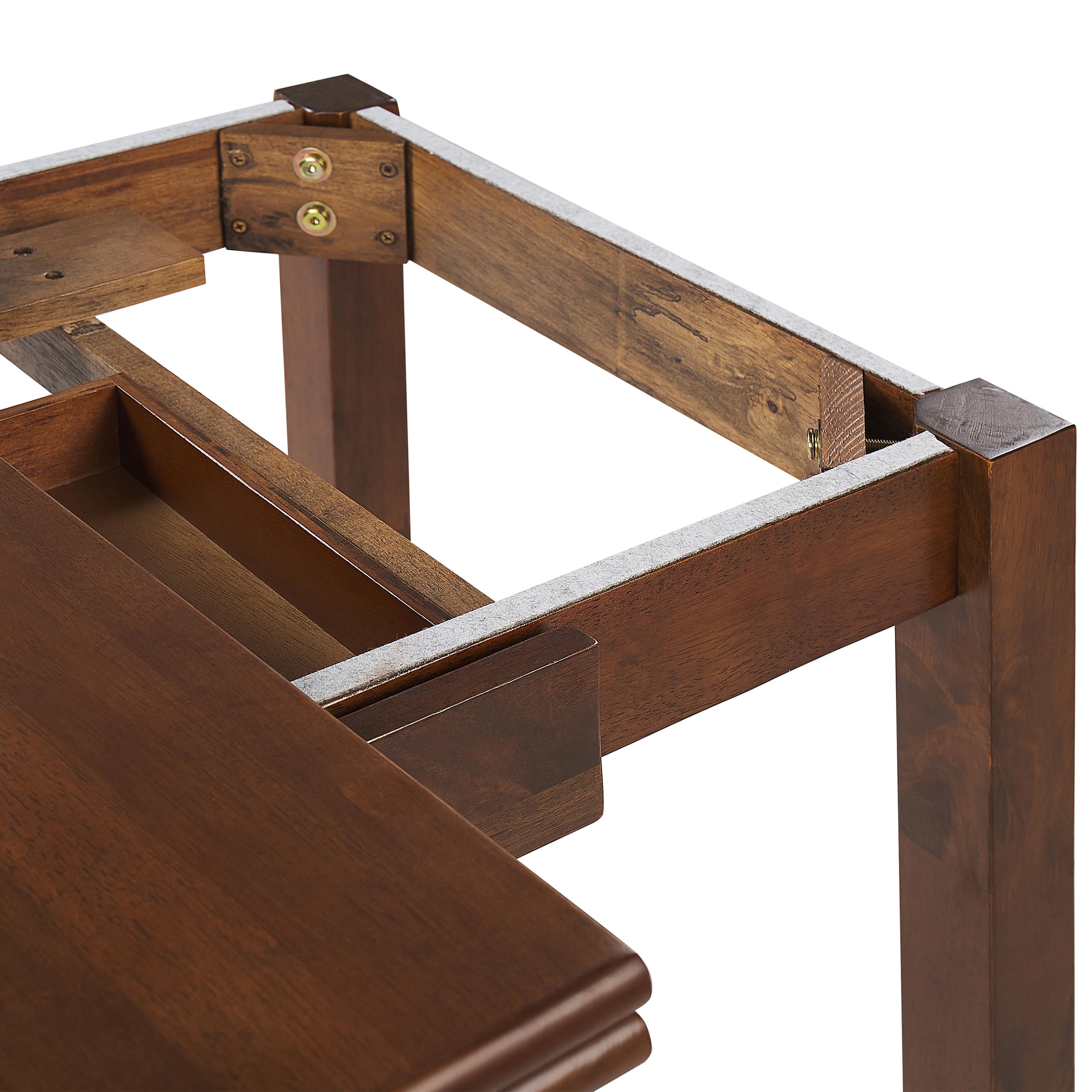 Beliani Esstisch 90/120x60cm Gummibaumholz Dunkelbraun ausziehbar mit Schublade Masela