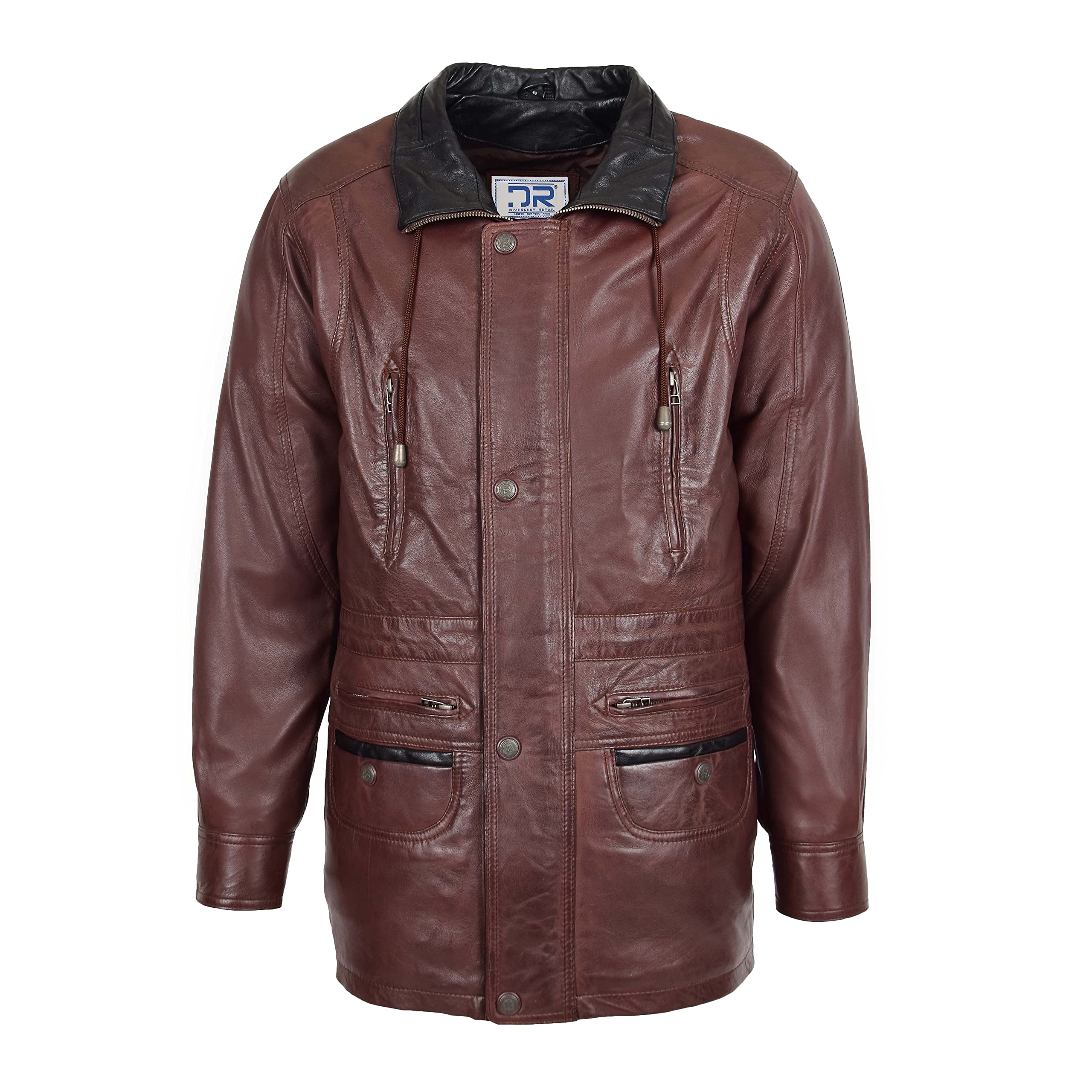 Divergent Retail Men's Brown Dr114 Classic Leather Coat (As8, Alpha, X_l, Regular, Tall)
