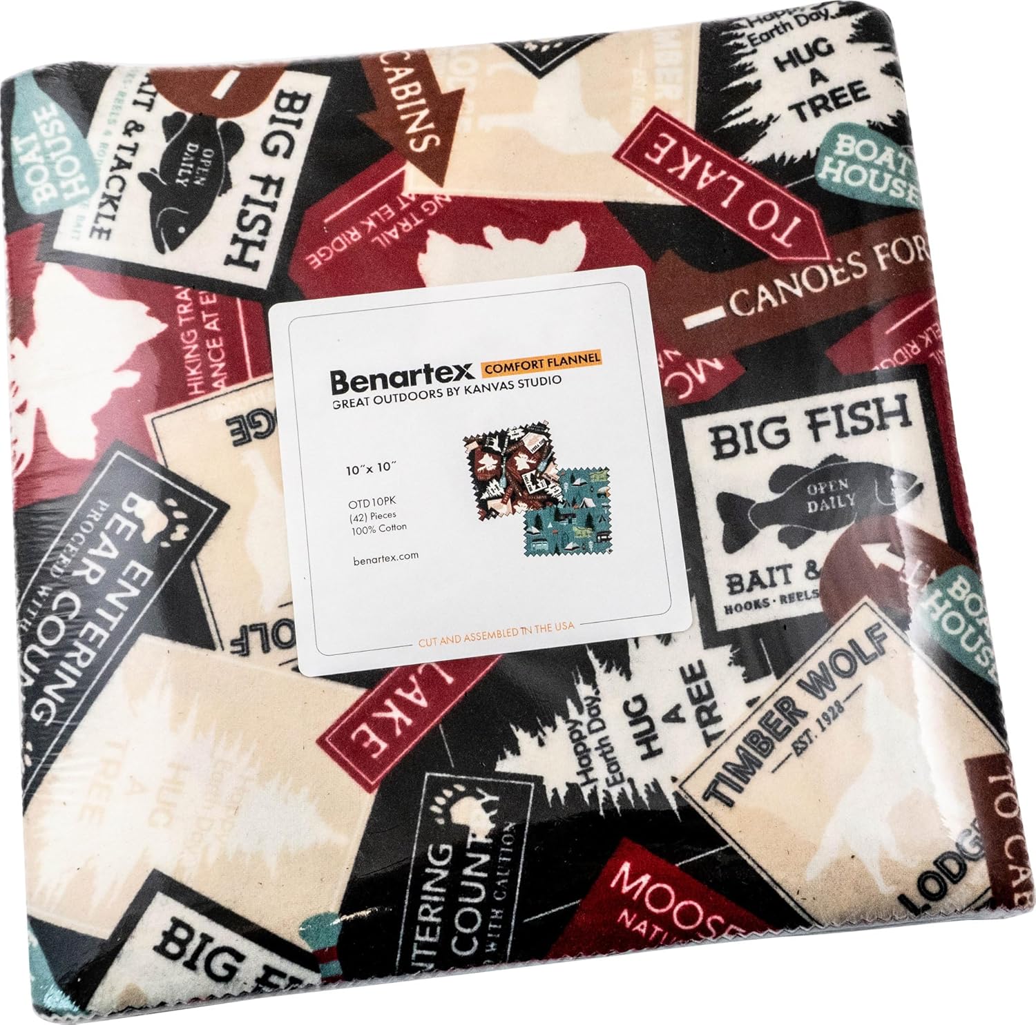 Kanvas Studio Great Outdoors Comfort Flannel 10X10 Pack 42 10-inch Squares Layer Cake Benartex