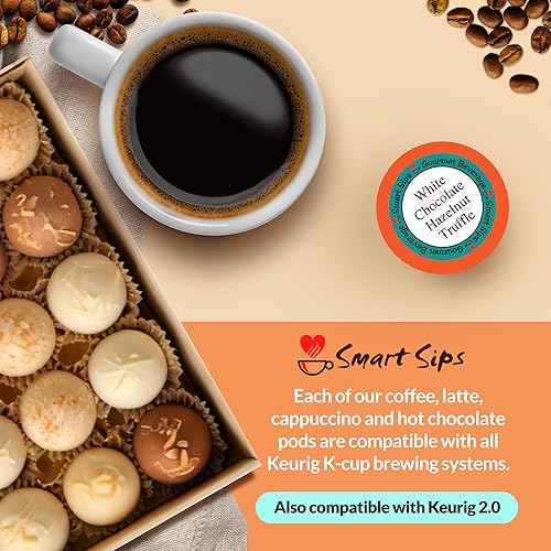 Miniatura 5 de Smart Sips - Café de trufa de avellana y chocolate blanco, tostado medio, café con sabor gourmet para cafeteras Keurig K-Cup, 24 unidades