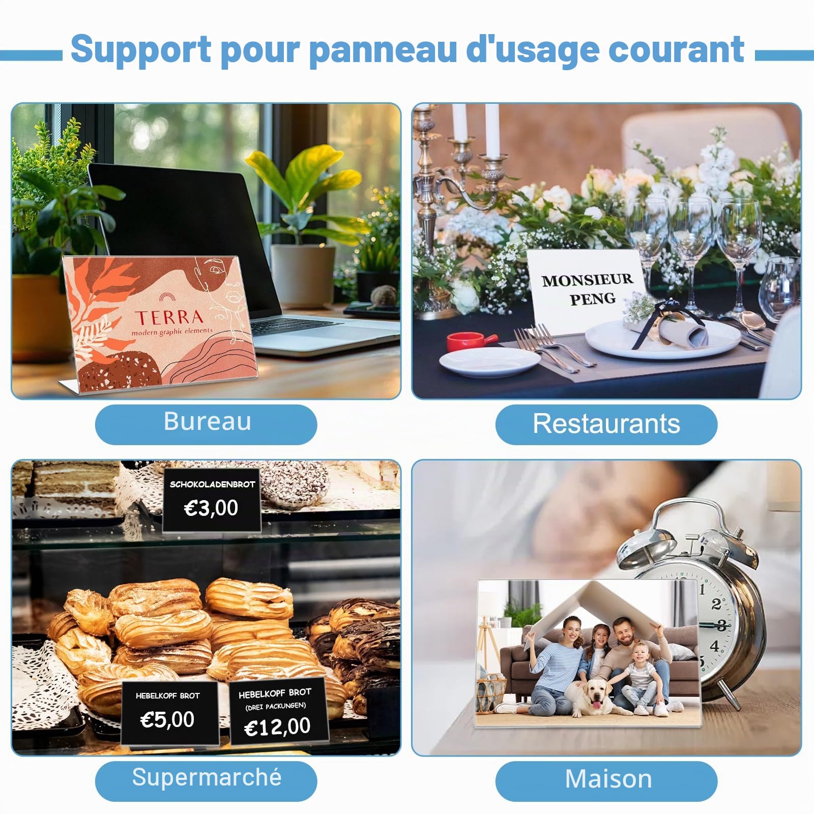 JMIATRY Lot de 12 supports en acrylique Format DIN A6 en forme de L, supports de table A4 en acrylique pour présentoirs de comptoir, restaurant, bureau, présentoirs publicitaires - 100x150 mm
